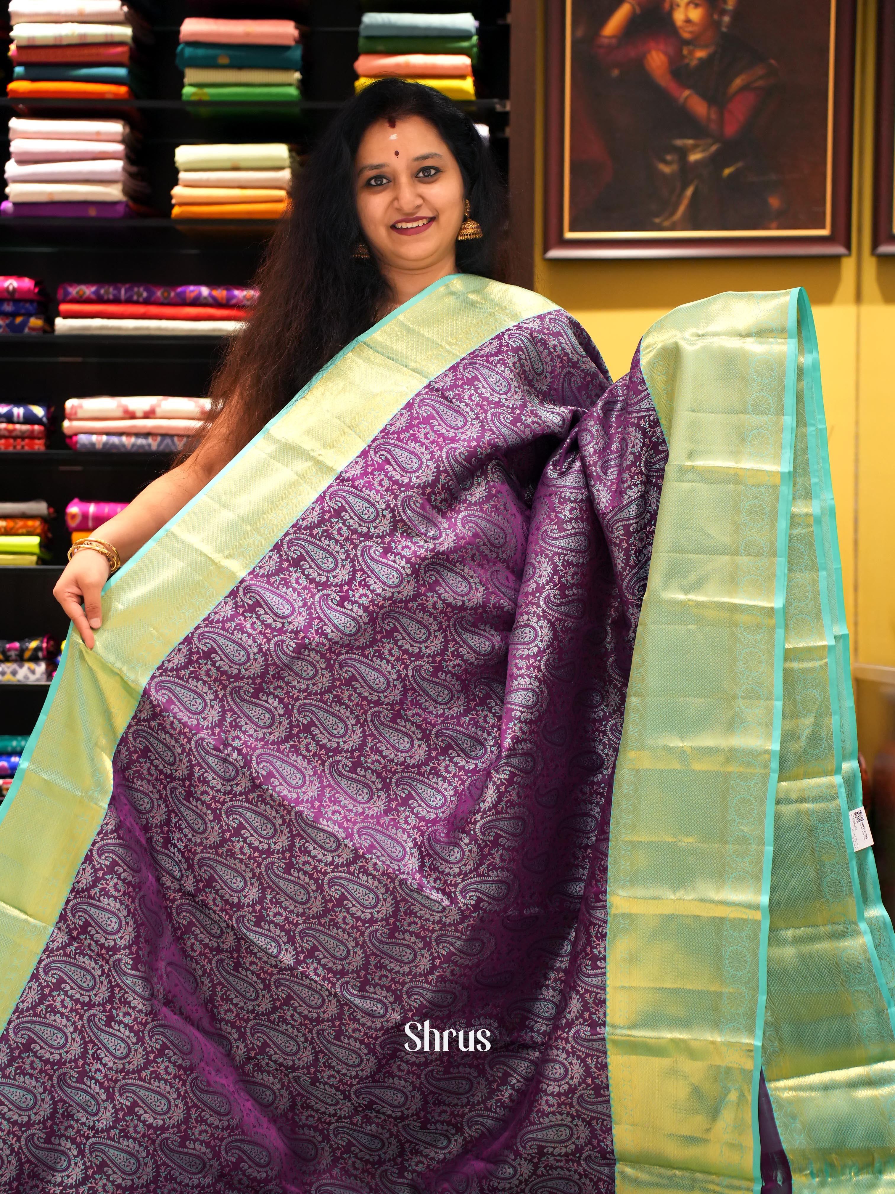 Violet & Teal - Kanchipuram silk Saree