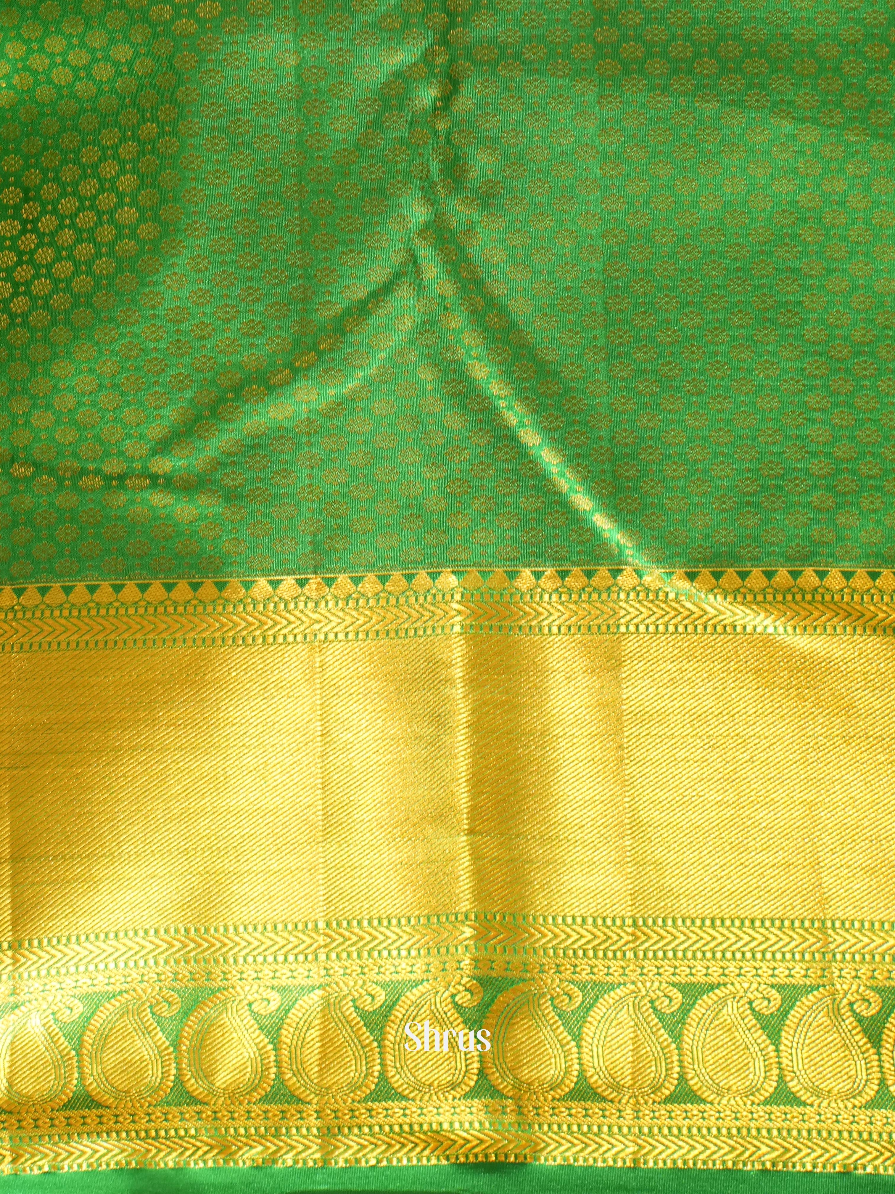 Cream & Green - Kanchipuram silk Saree