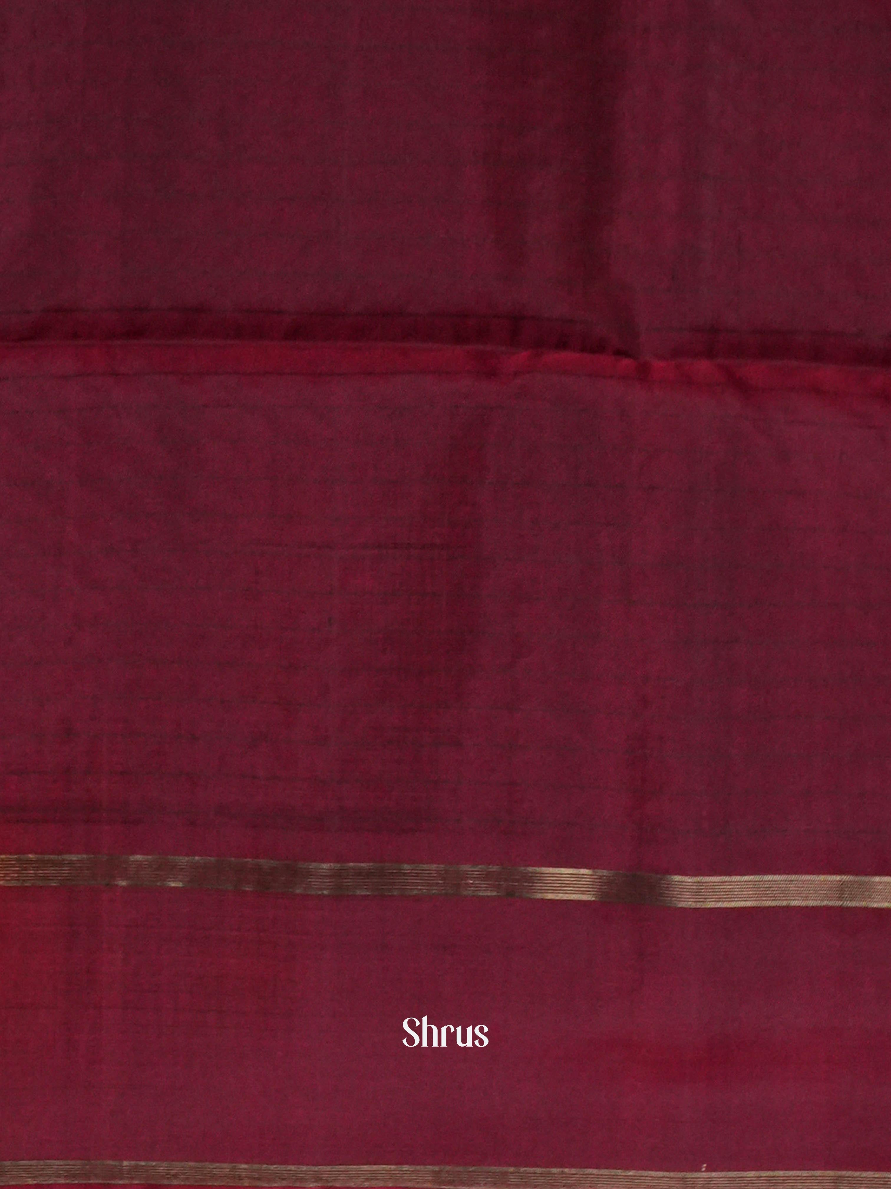 Green & Dark Red  - Soft Silk Saree