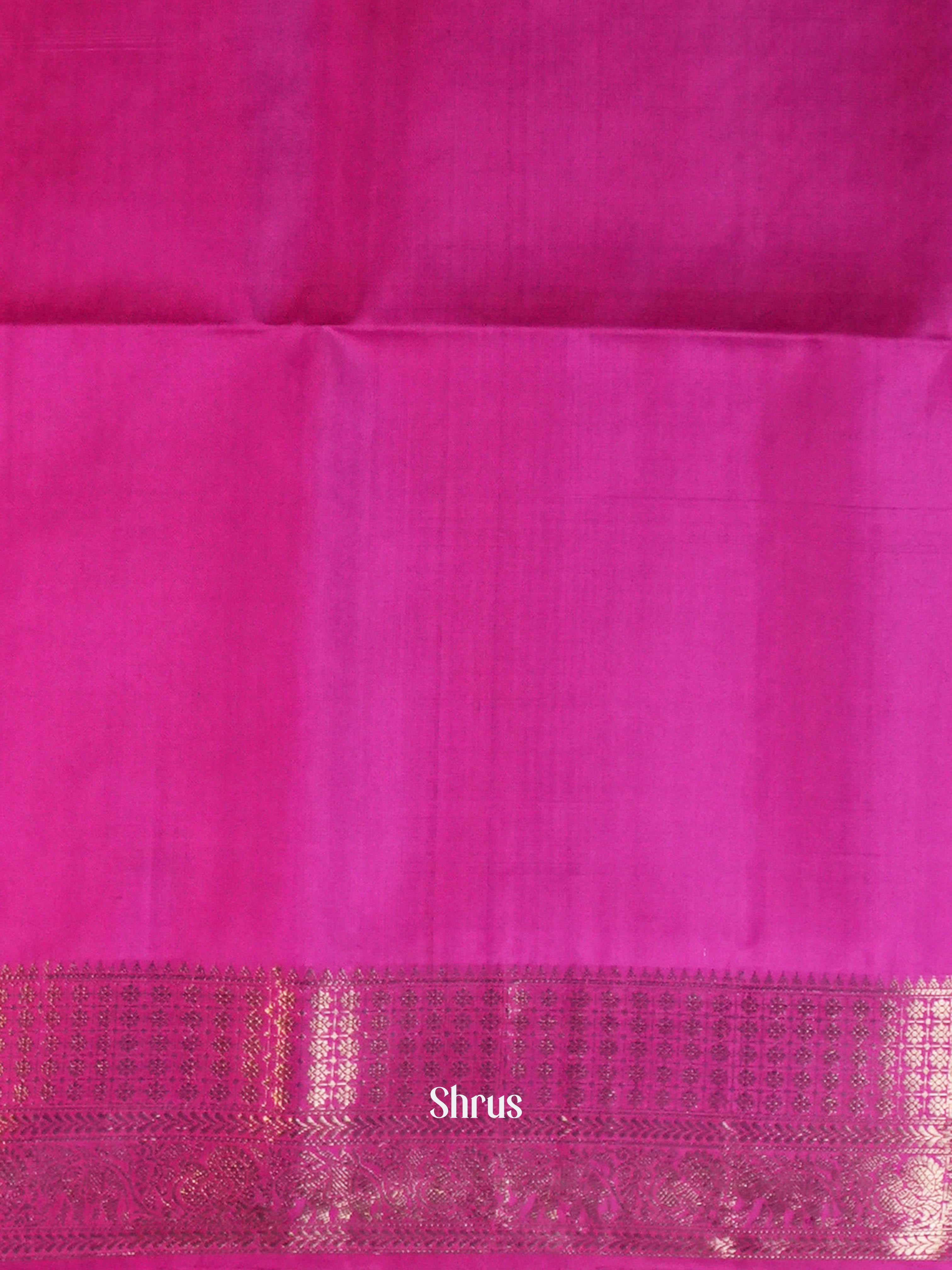 Double Shaded Green & Magenta Pink  - Soft Silk Saree