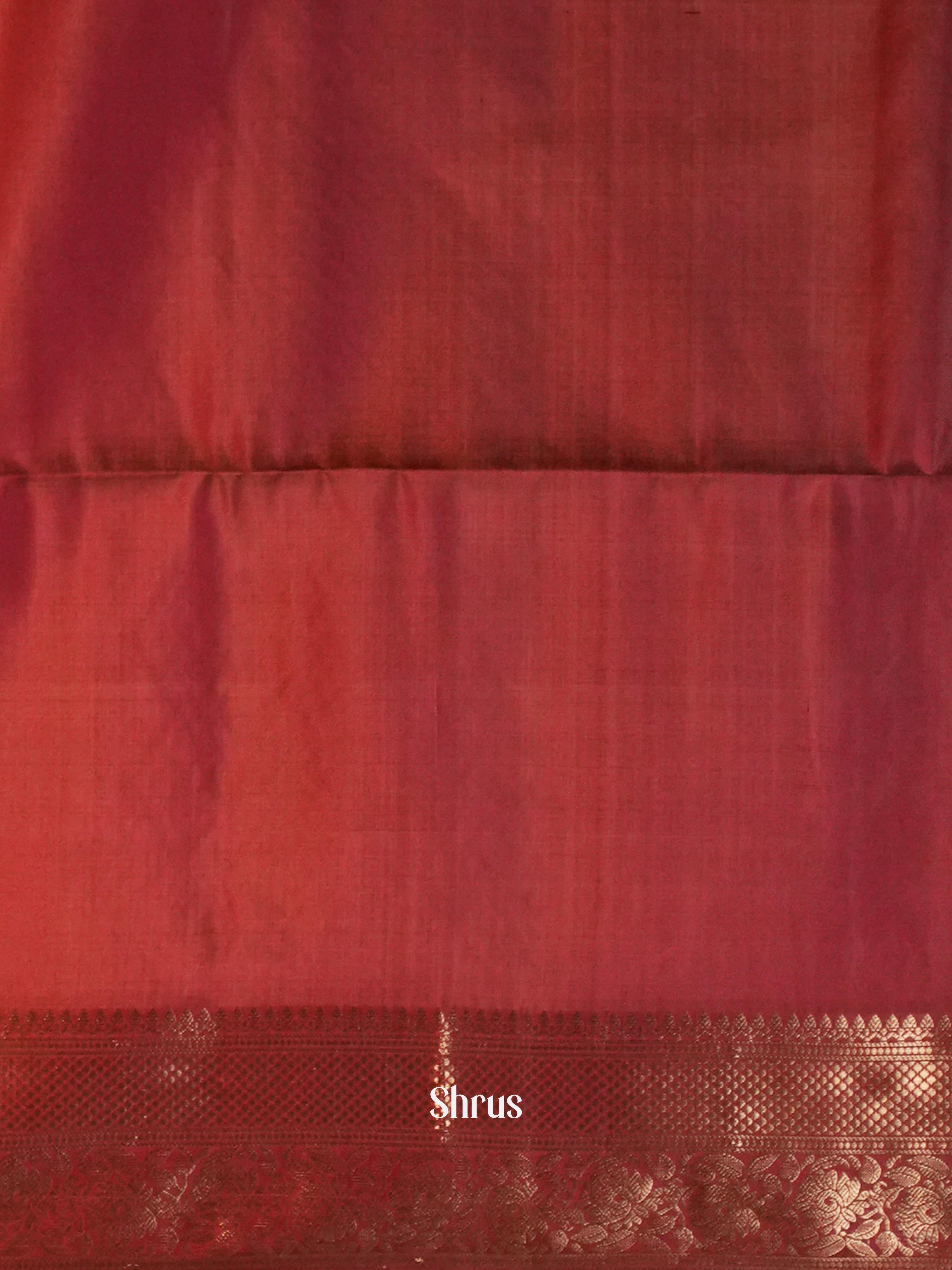 Reddish Orange & Chocolate Brown  - Soft Silk Saree