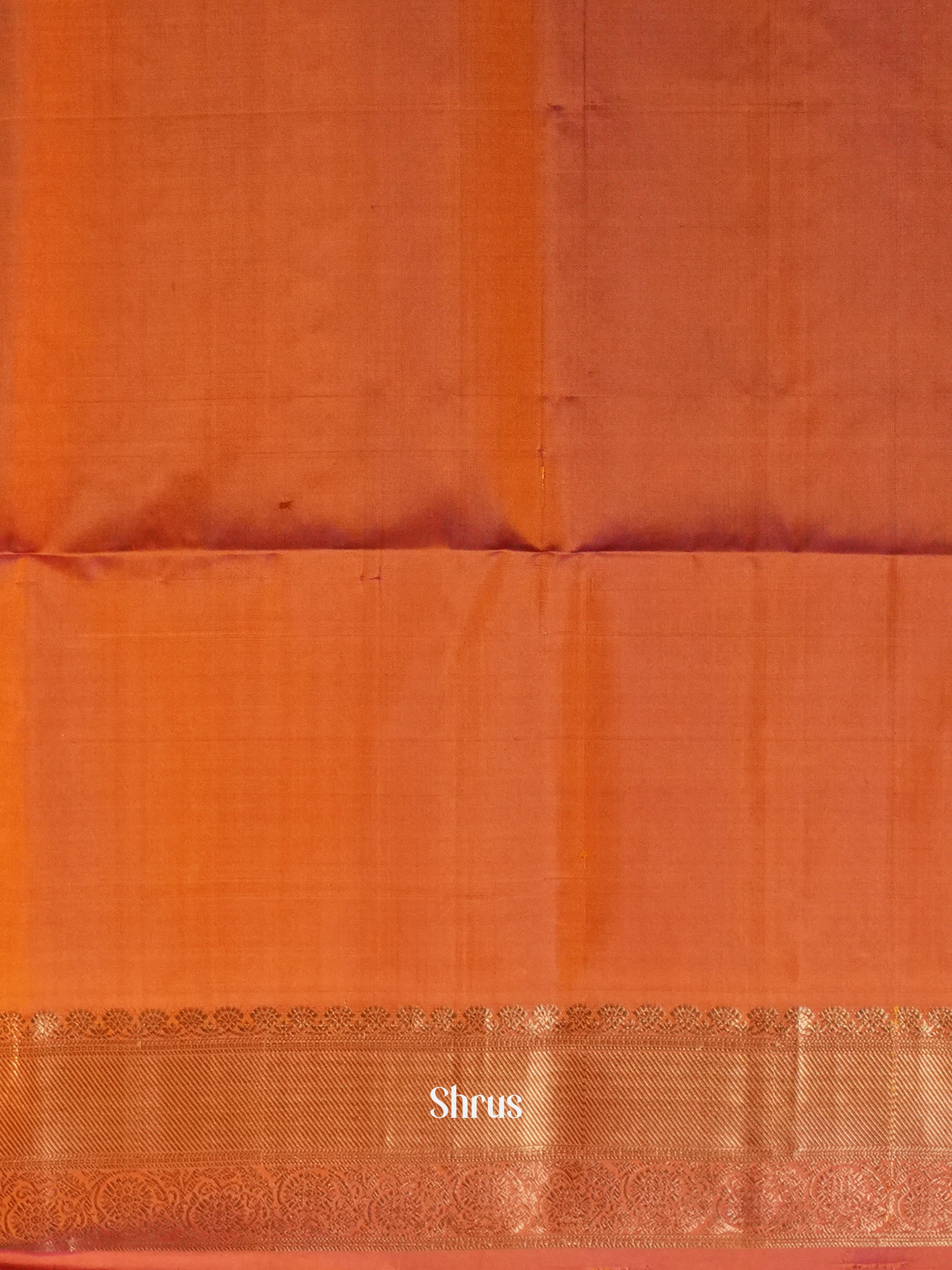 Peachy Orange & Golden Yellow  - Soft Silk Saree