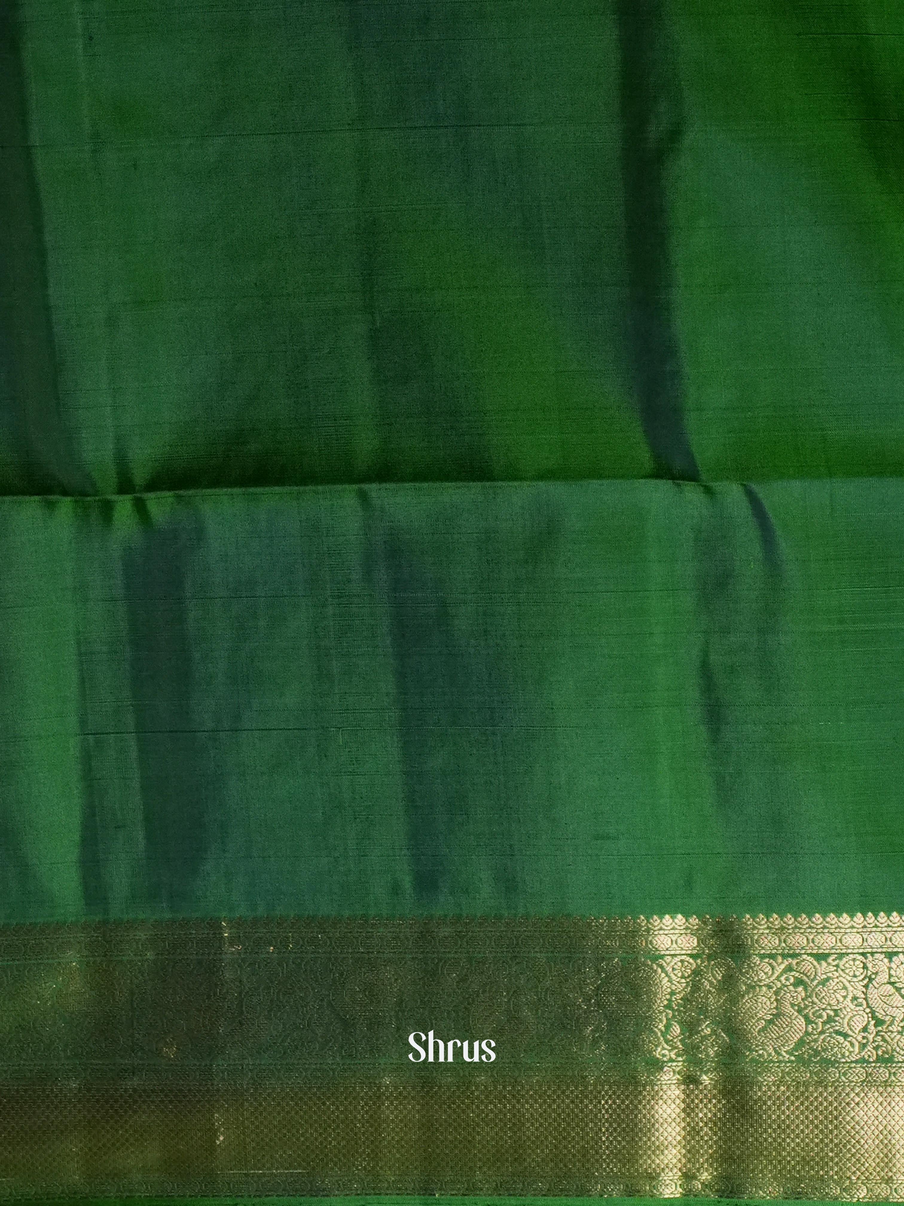 Deep Maroon & Green  - Soft Silk Saree