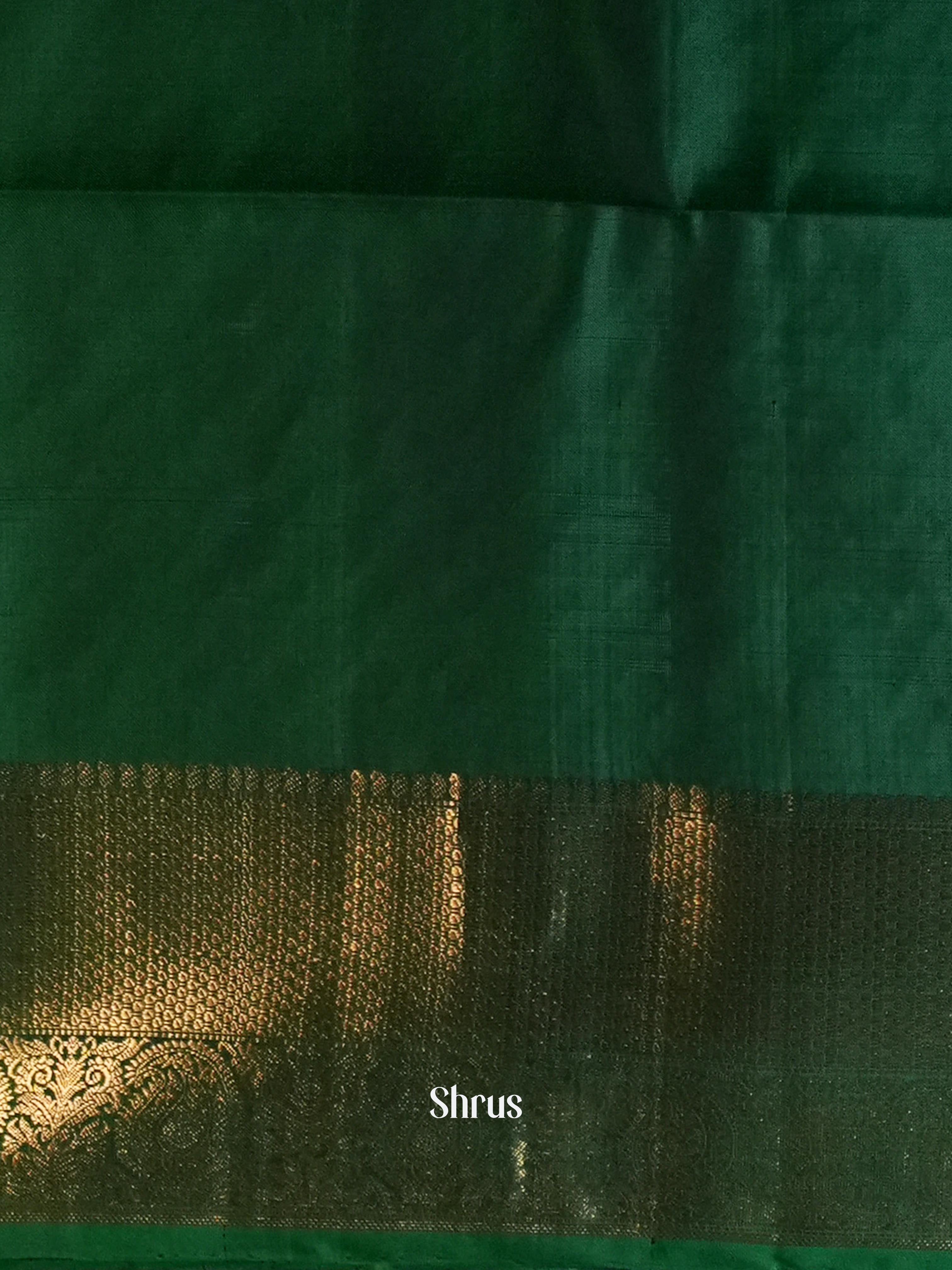 Golden Brown & Dark Green  - Soft Silk Saree