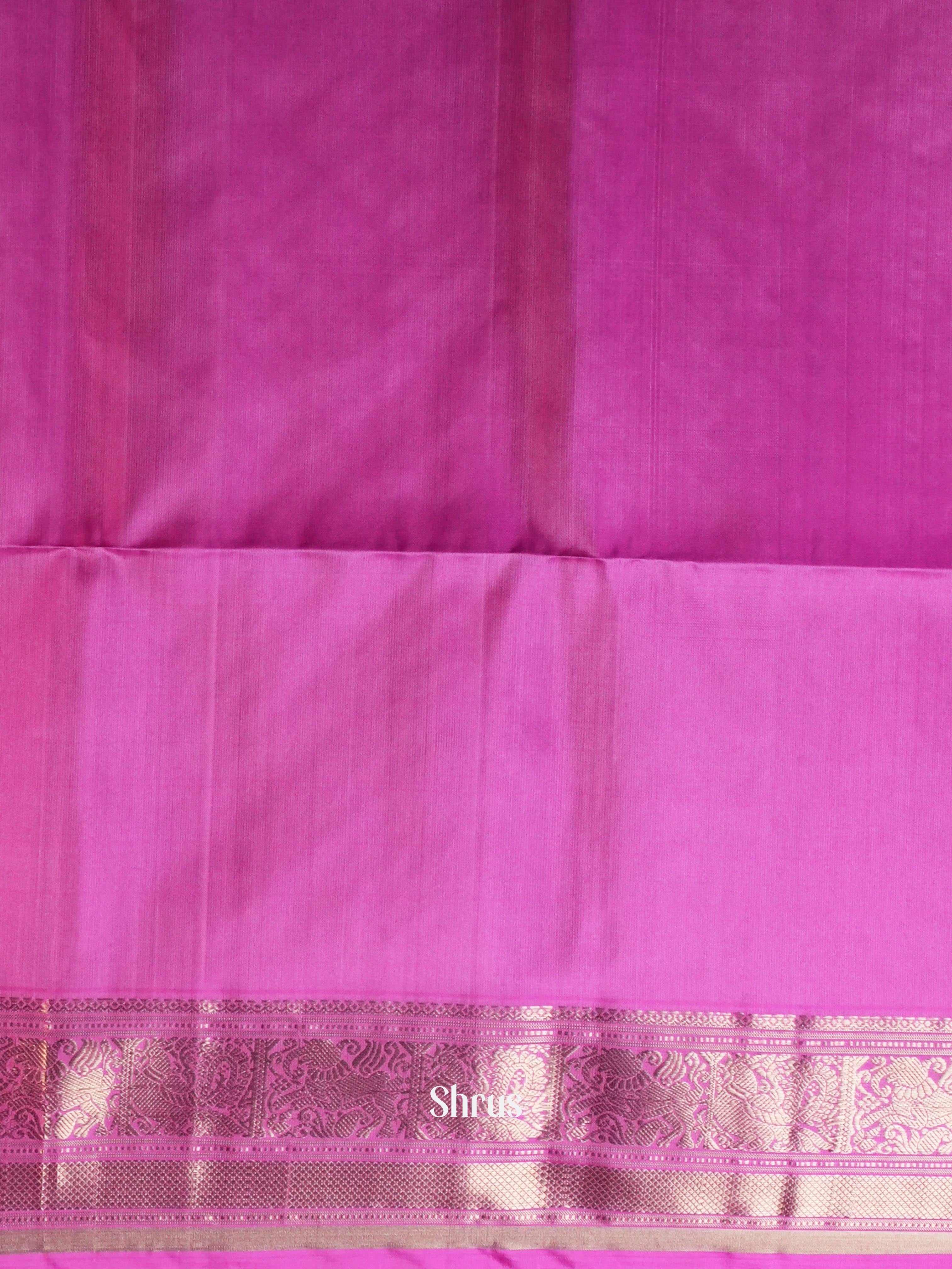 Peacock Green & Pink  - Soft Silk Saree