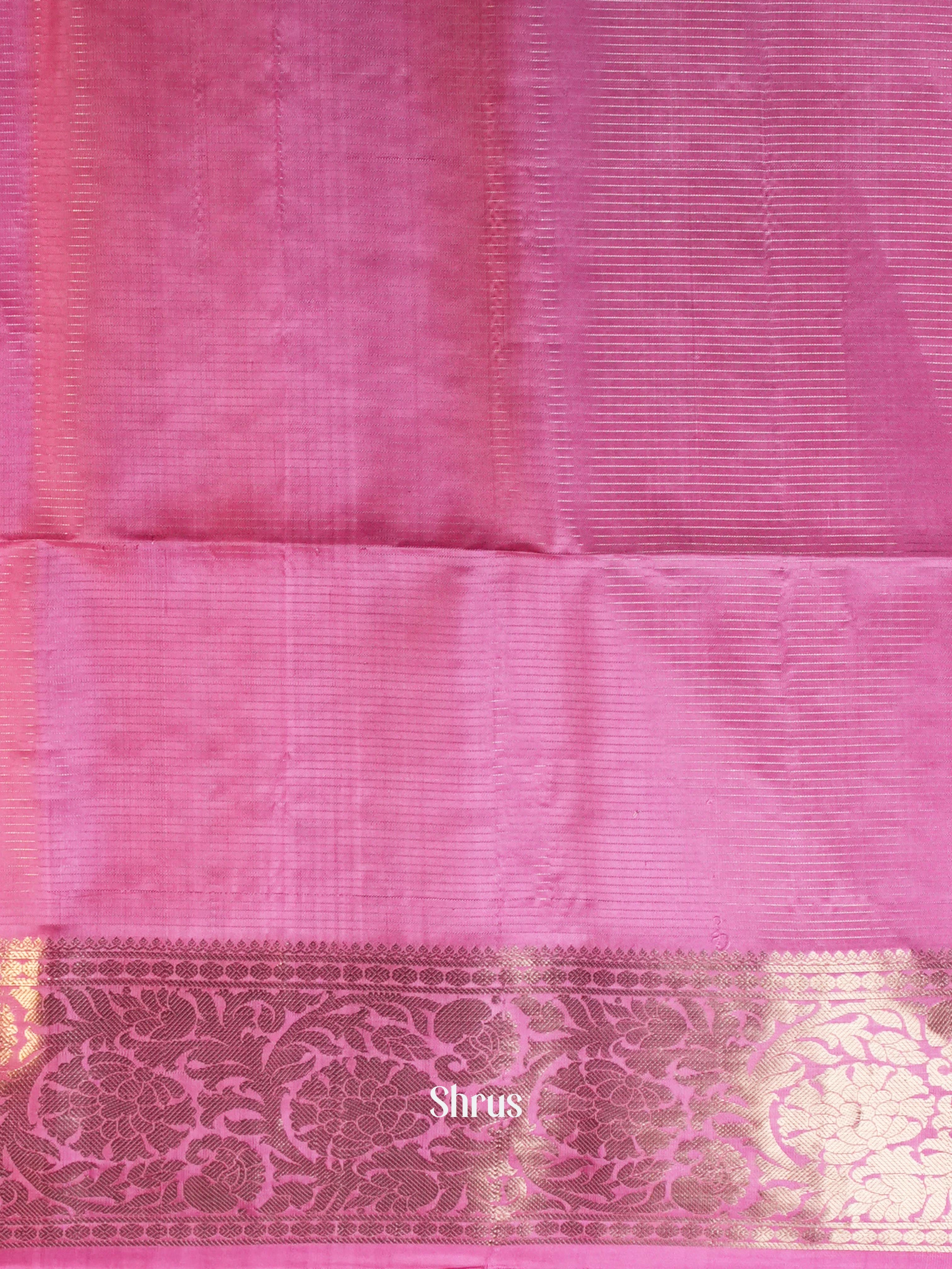 Aqua Green & Pink  - Soft Silk Saree