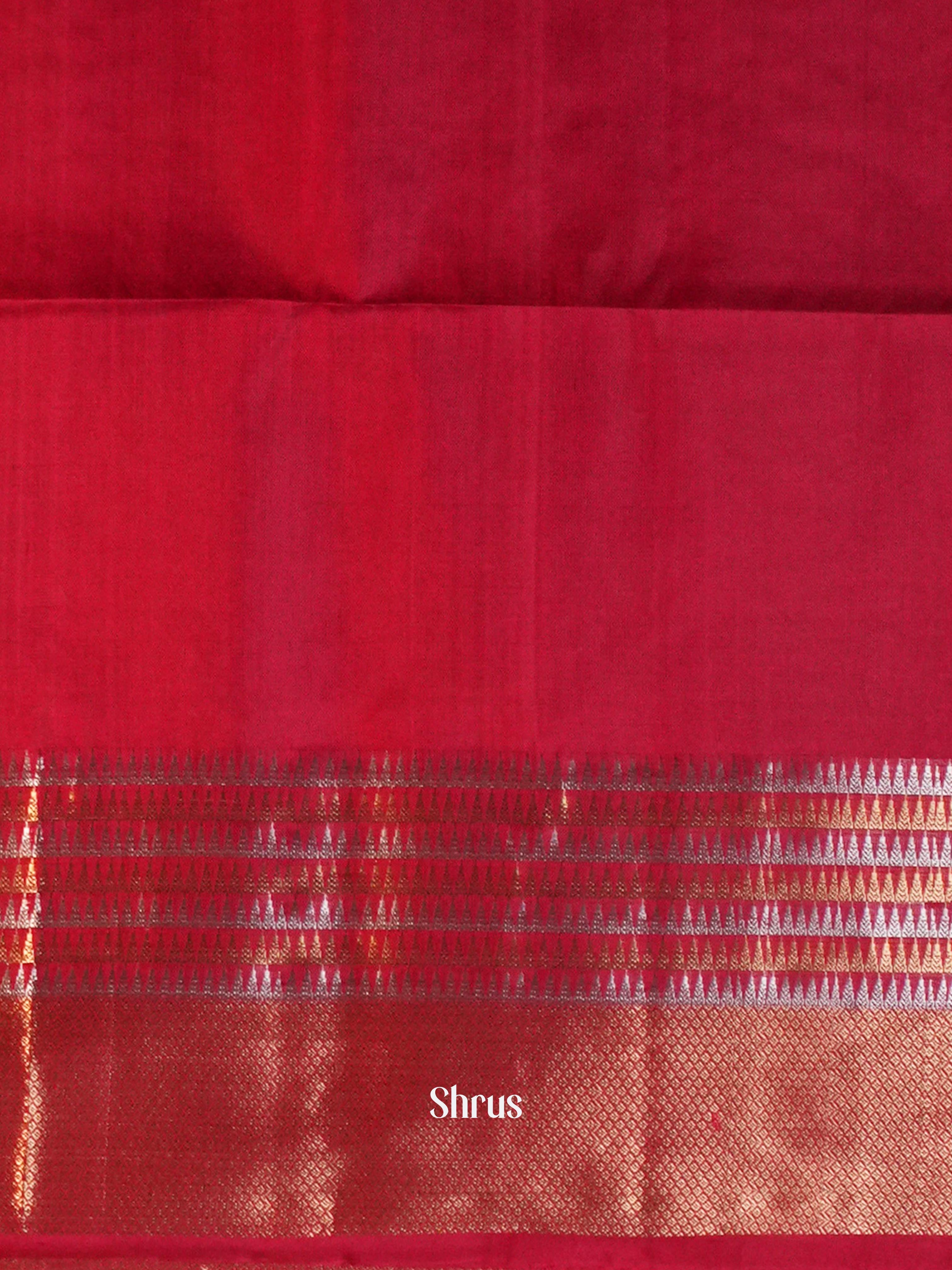 Orange Brown & Red  - Soft Silk Saree