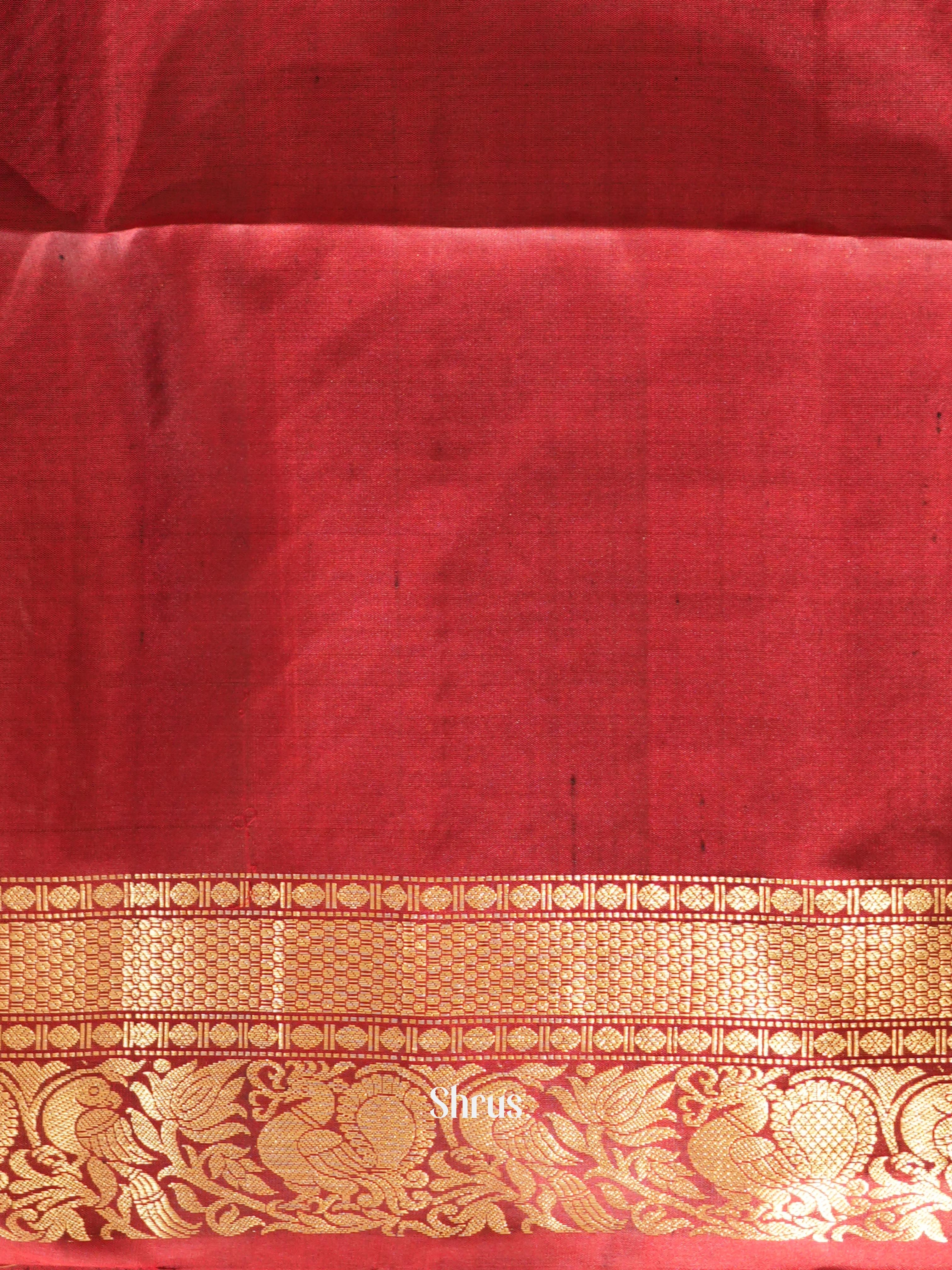 Grey & Maroon - Soft Silk Saree