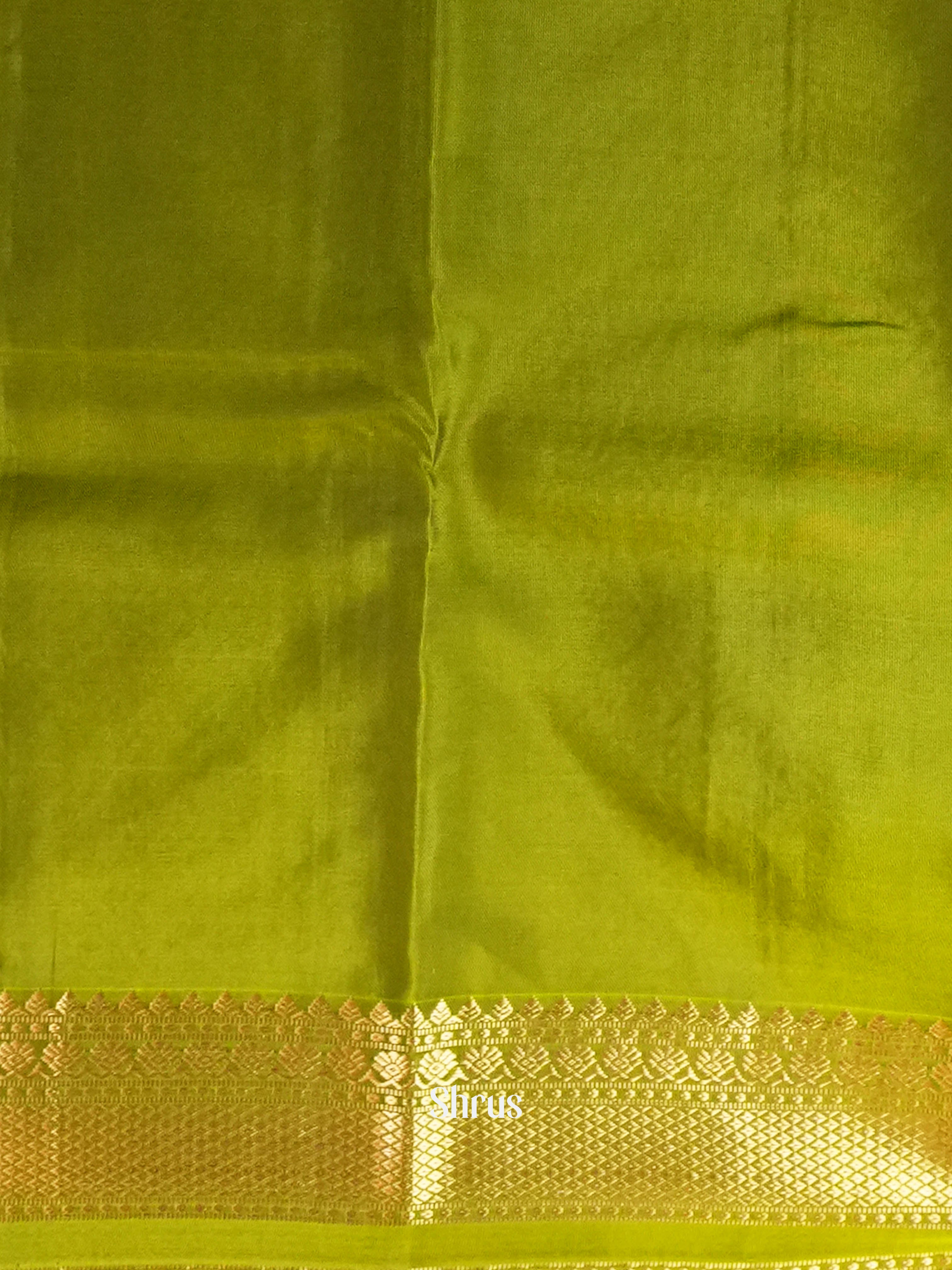 Violet Red & Olive Green  - Softsilk-halfpure Saree