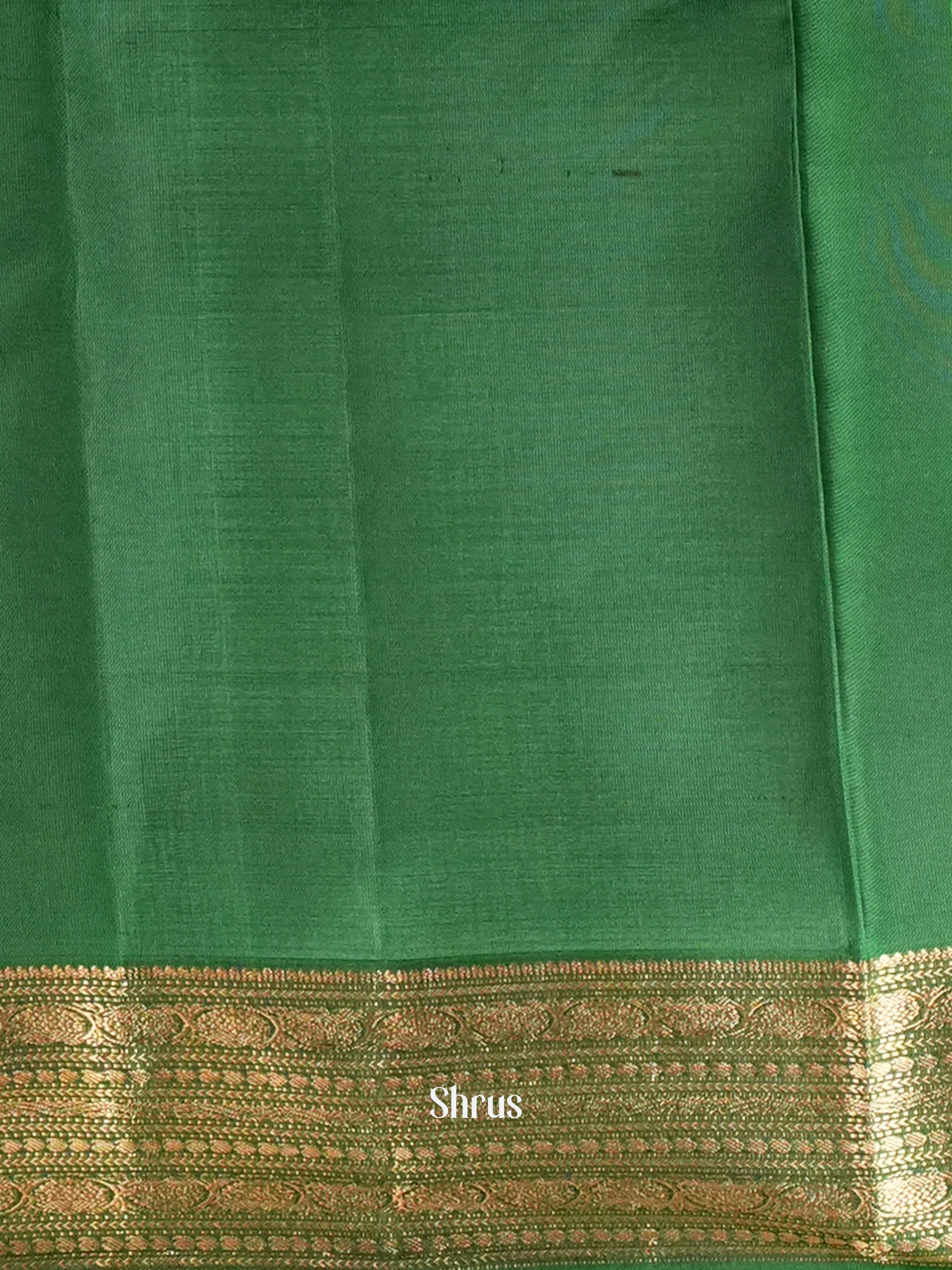 Deep Violet & Green  - Softsilk-halfpure Saree