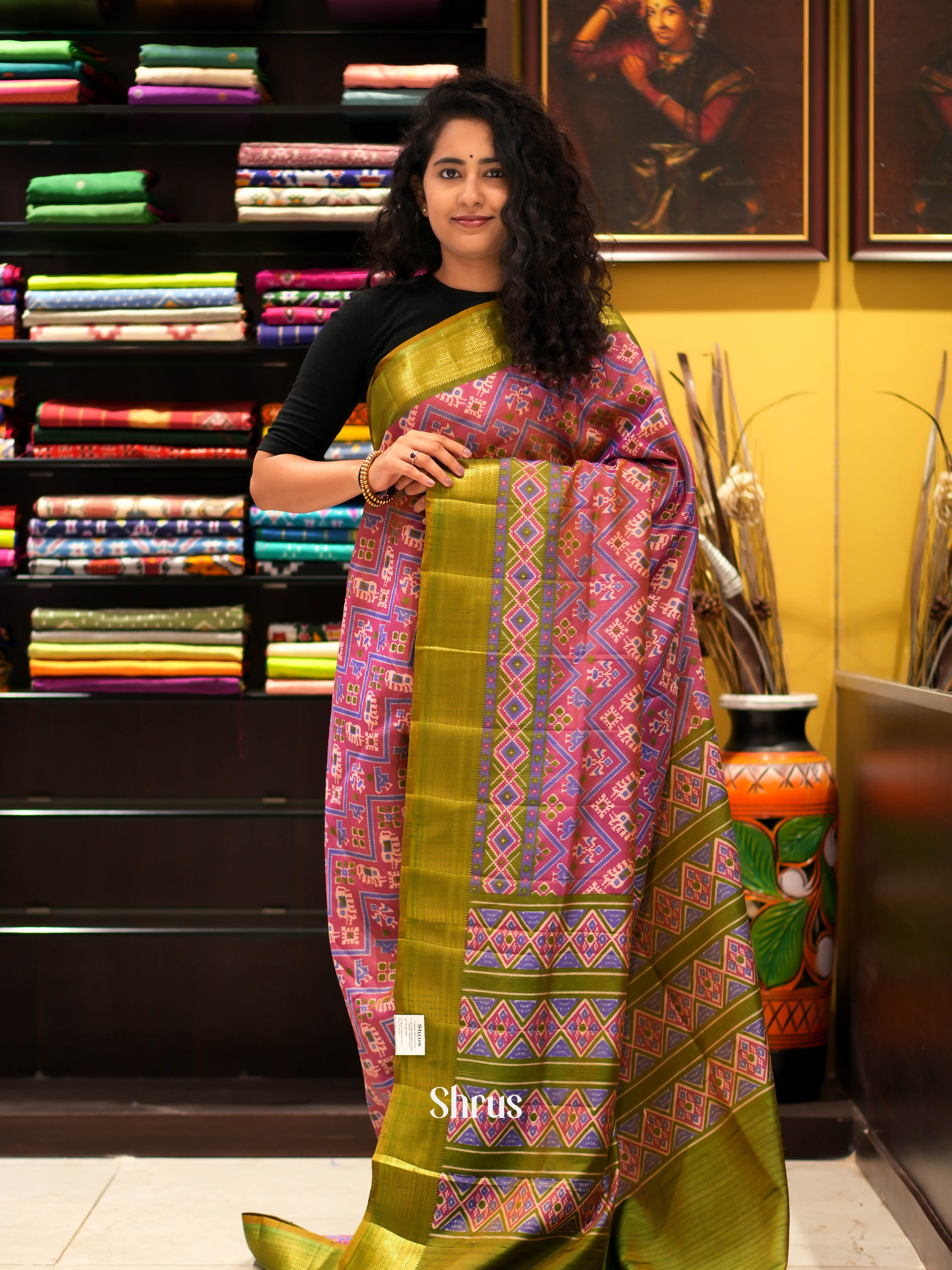 Pink & Green - Semi patola Saree