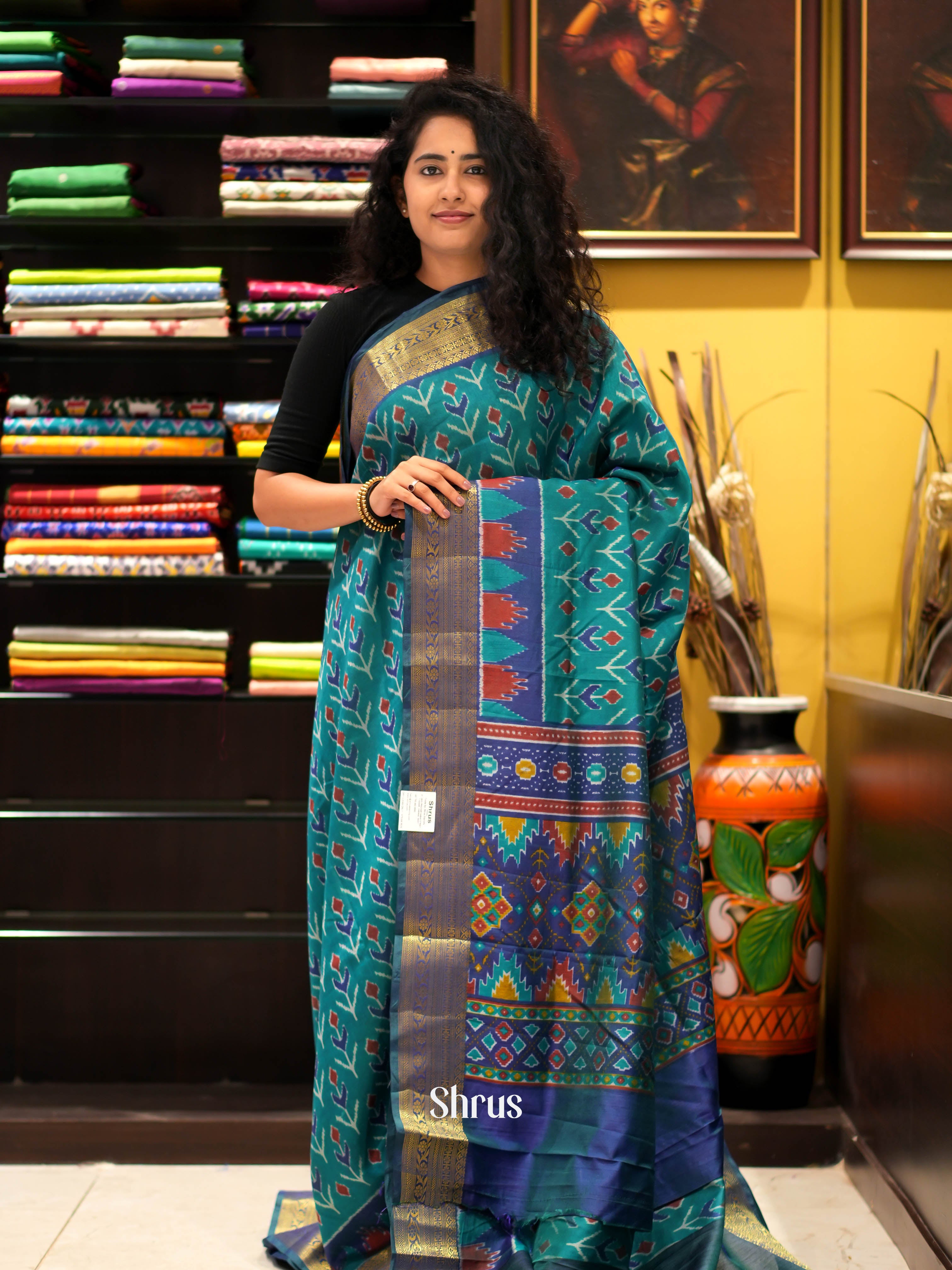 Teal & Blue - Semi patola Saree