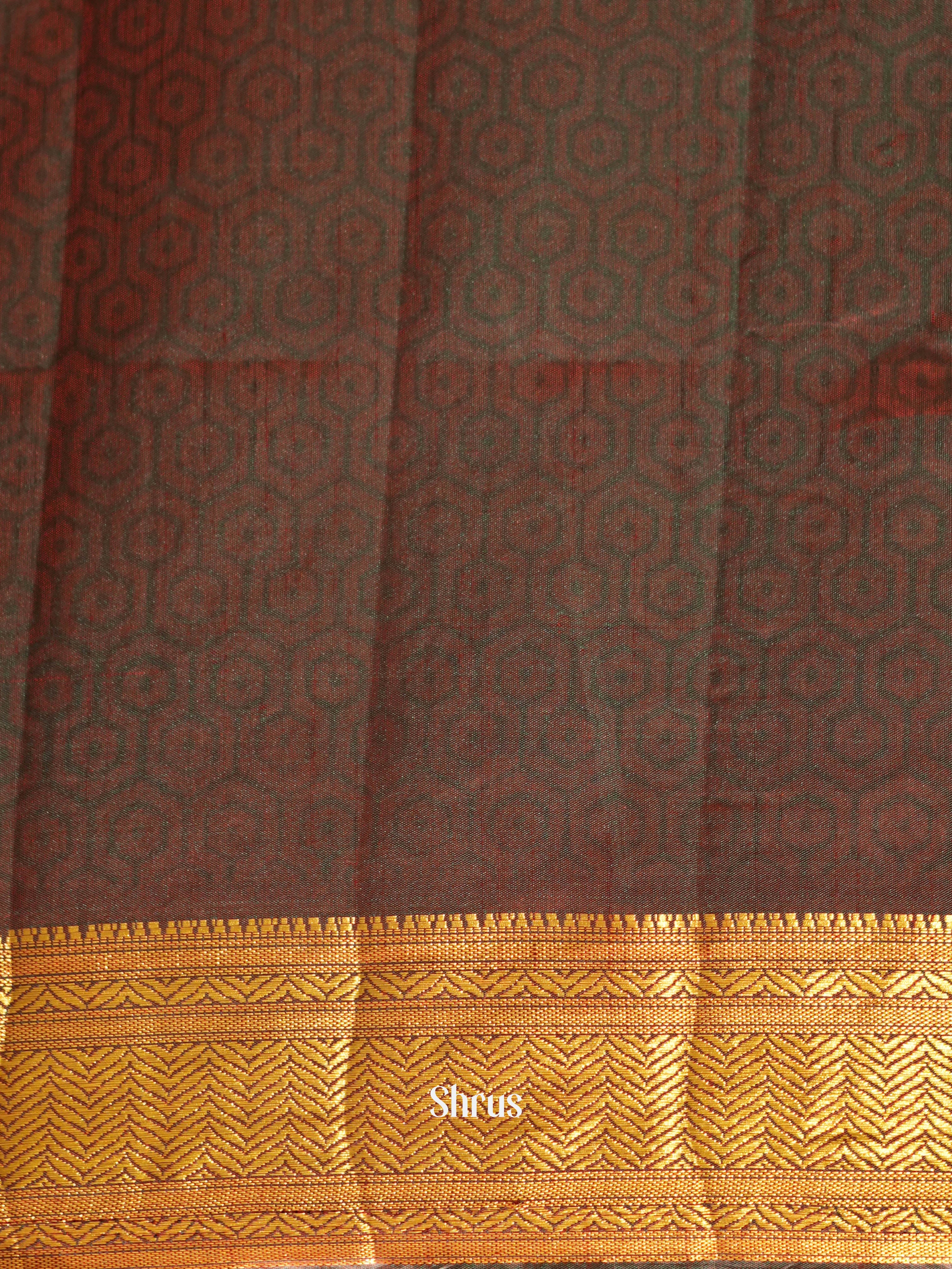 Green & Brown - Semi patola Saree