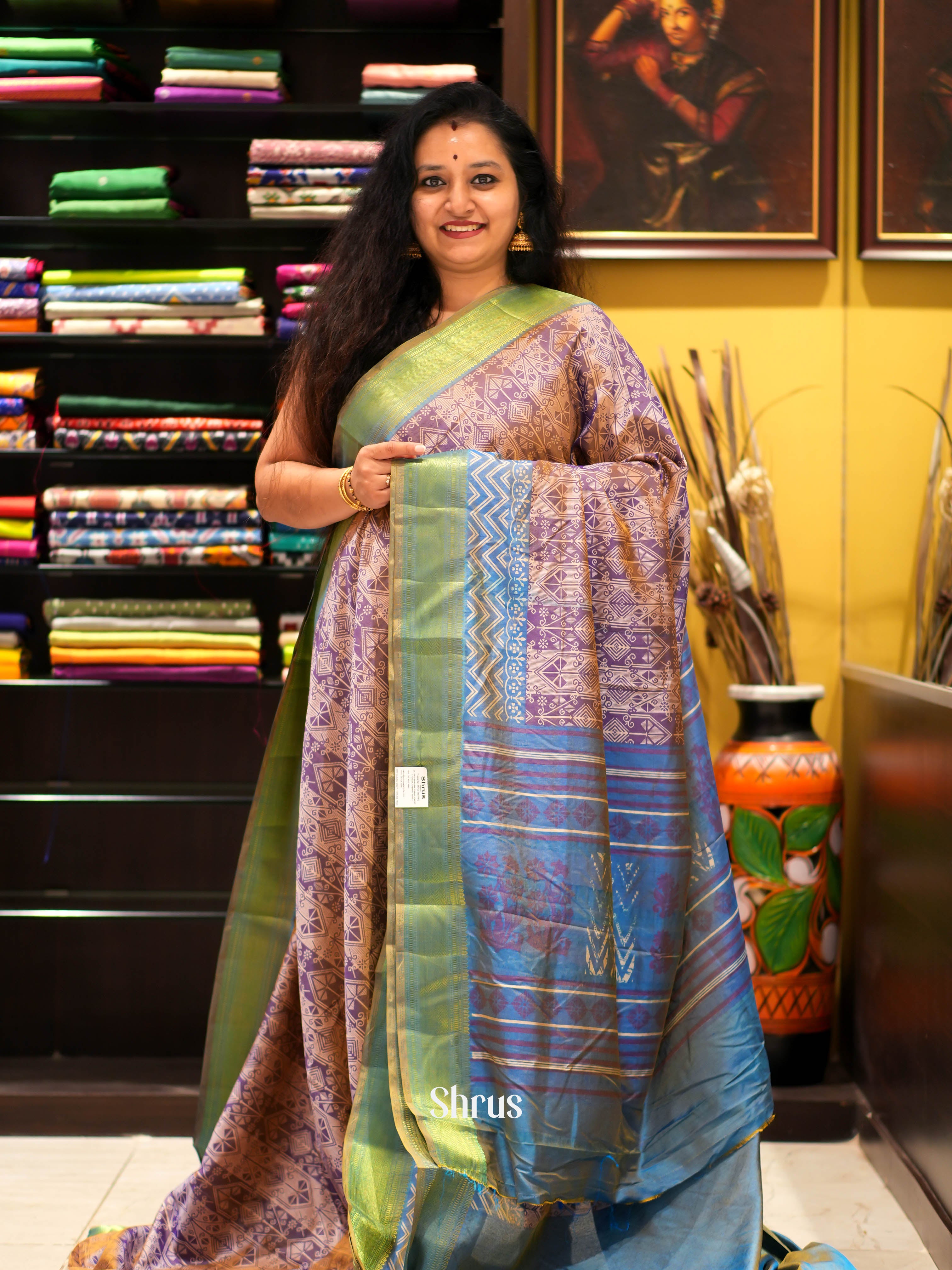 Purple & Blue - Semi patola Saree