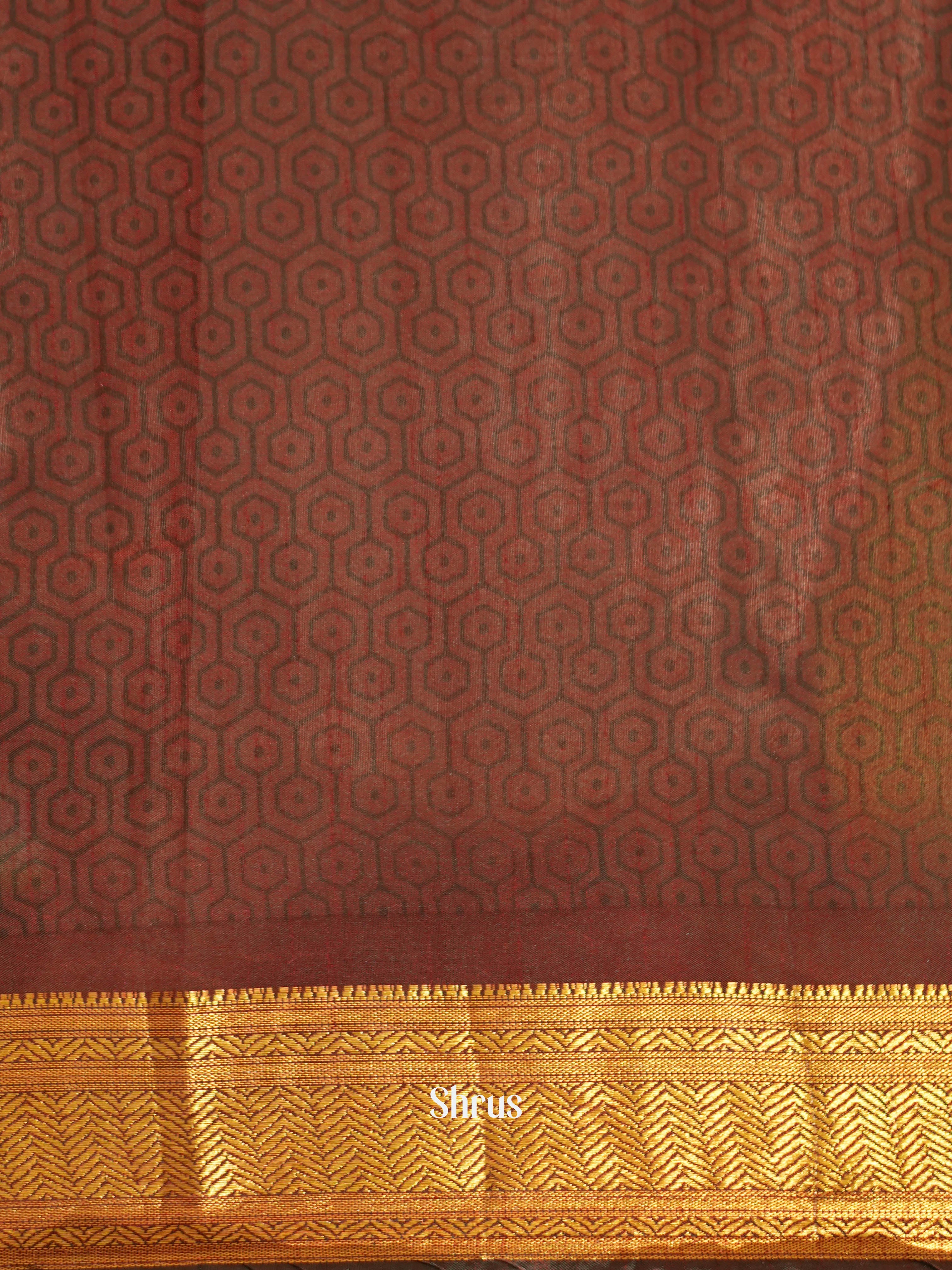 Green & Brown - Semi patola Saree