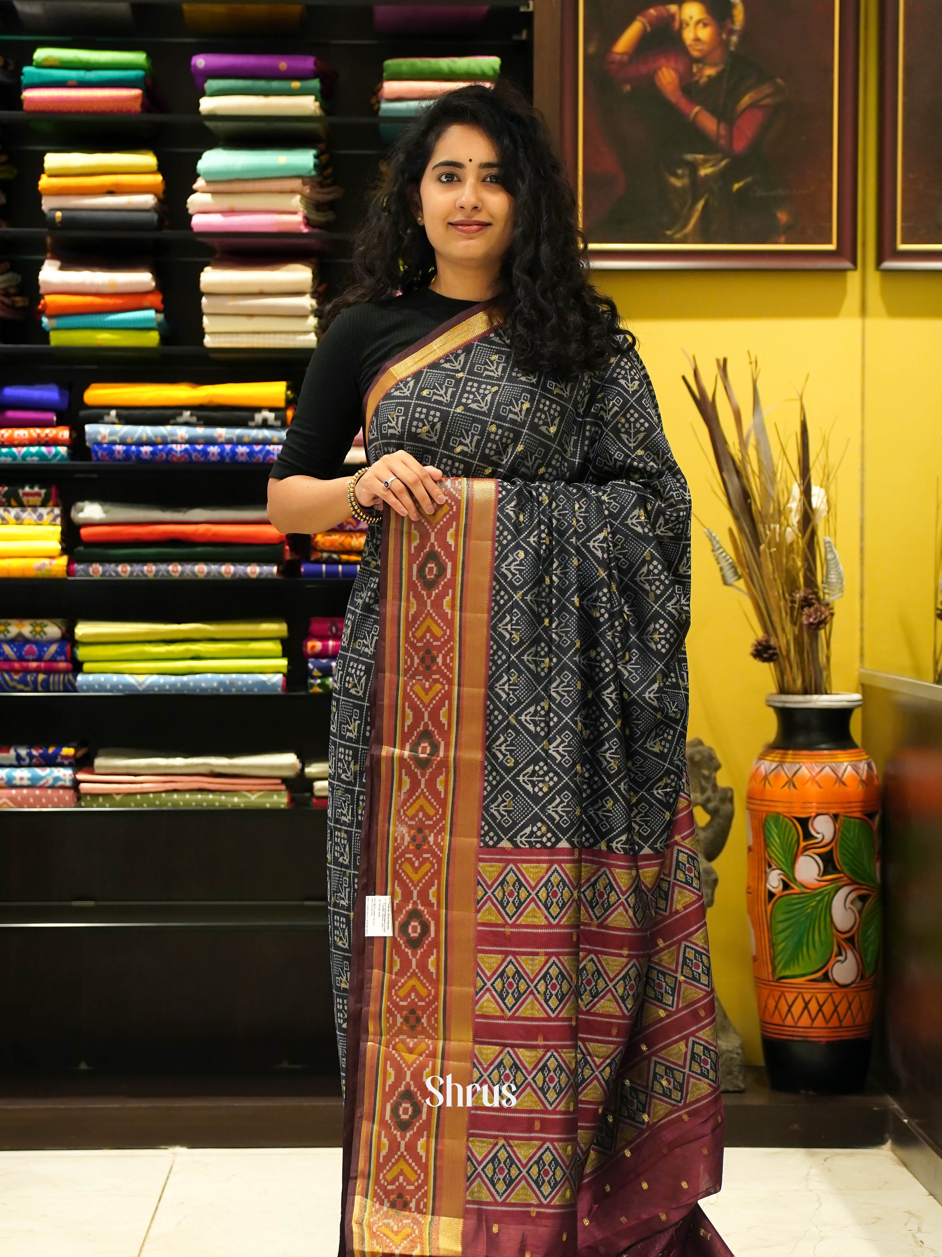 Black & Brown - Semi Patola Saree