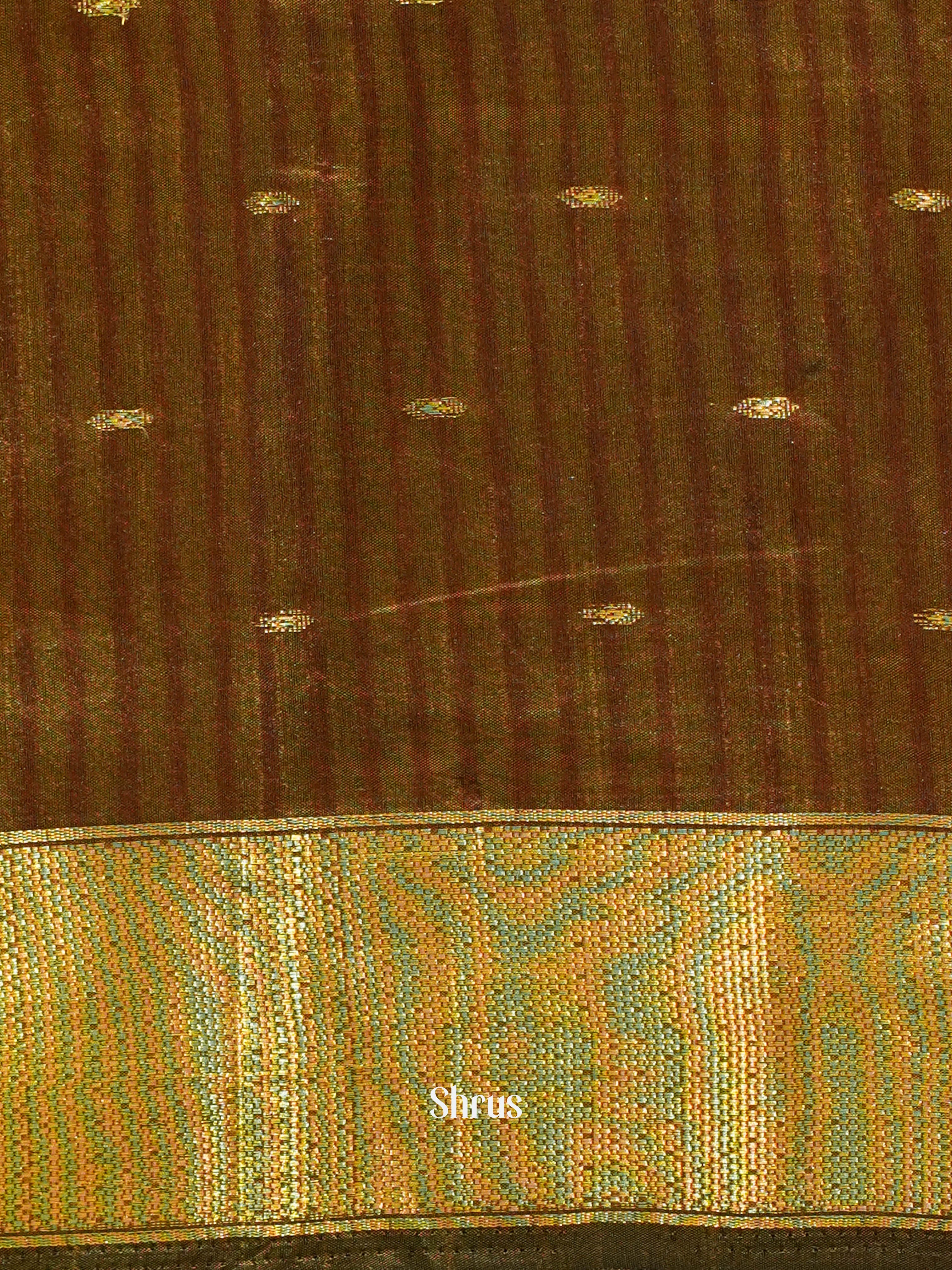 Green  & Brown - Semi Patola Saree