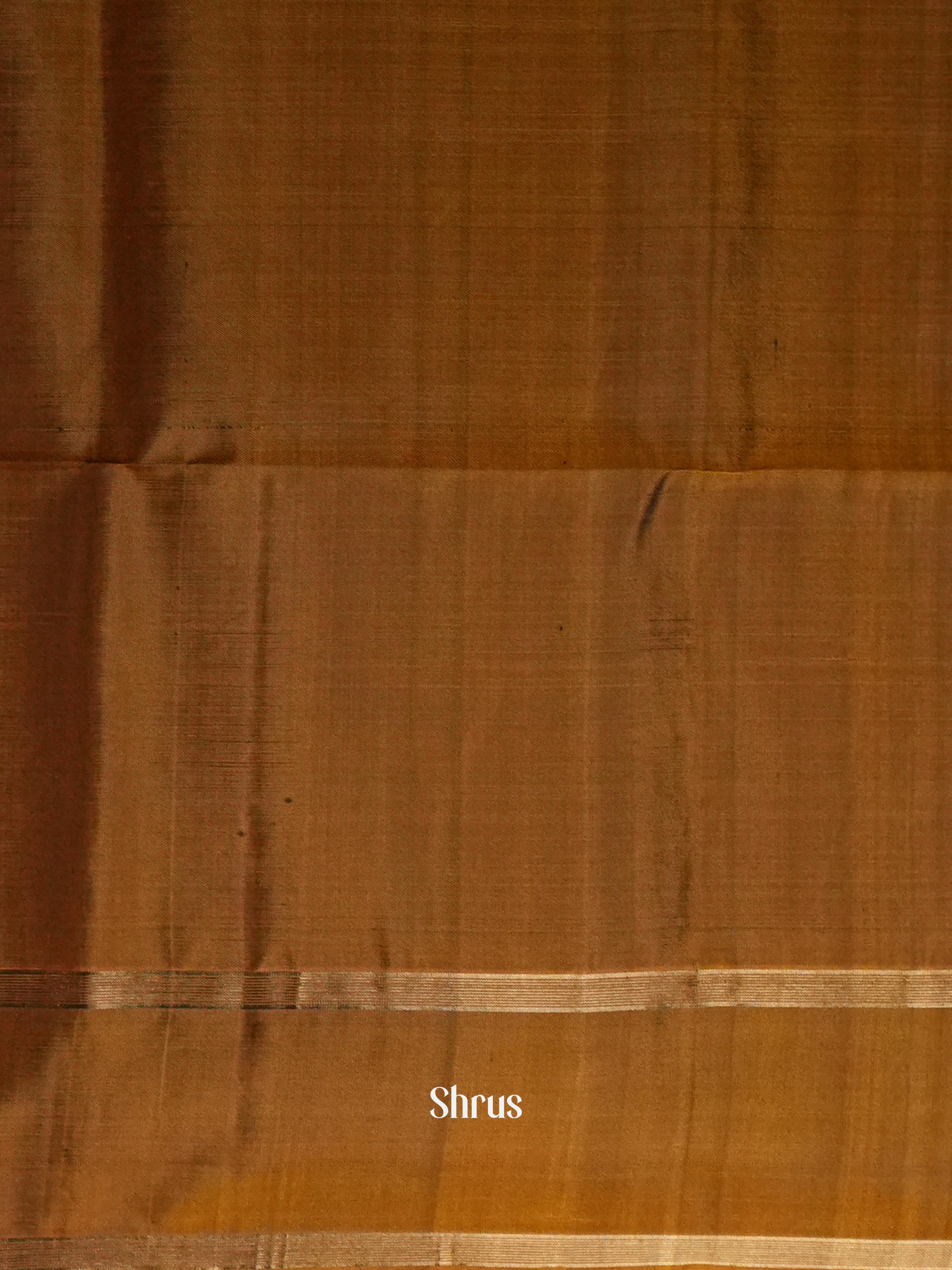 Indigo & Golden Brown  - Soft Silk Saree