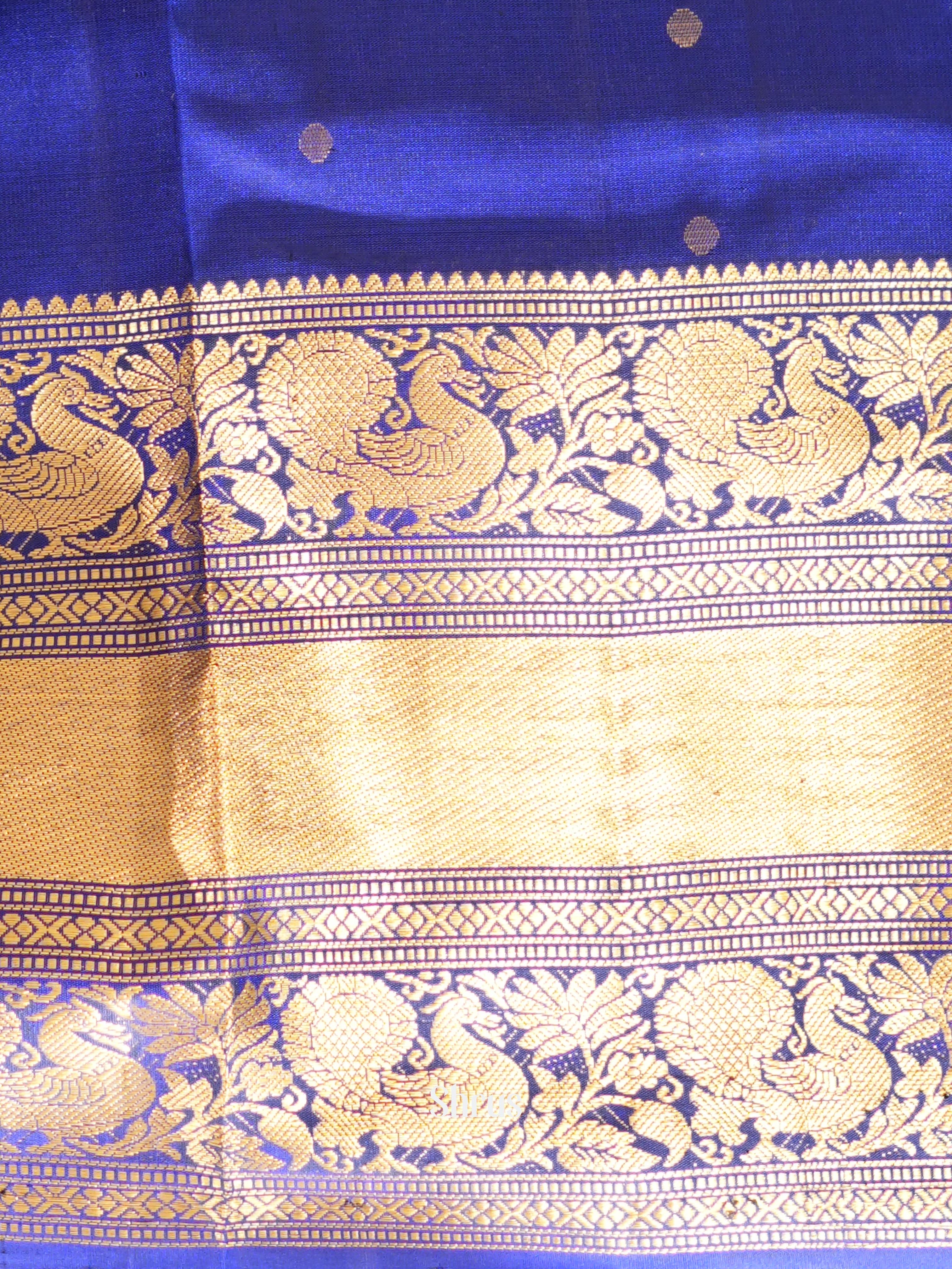 Blue(Single Tone) - Kanchi Border Soft Silk Saree