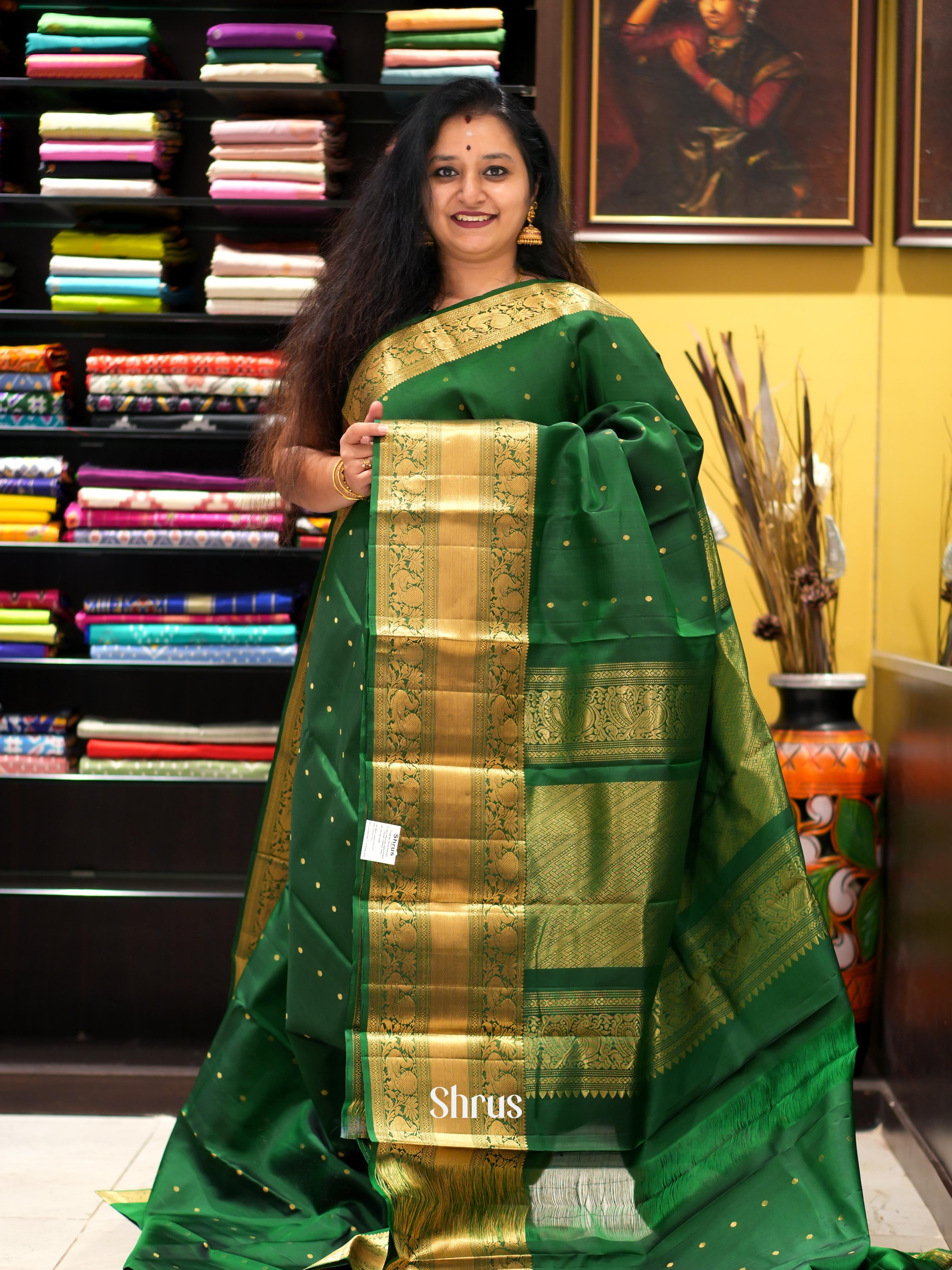 Green(Single Tone) - Kanchi Border Soft Silk Saree