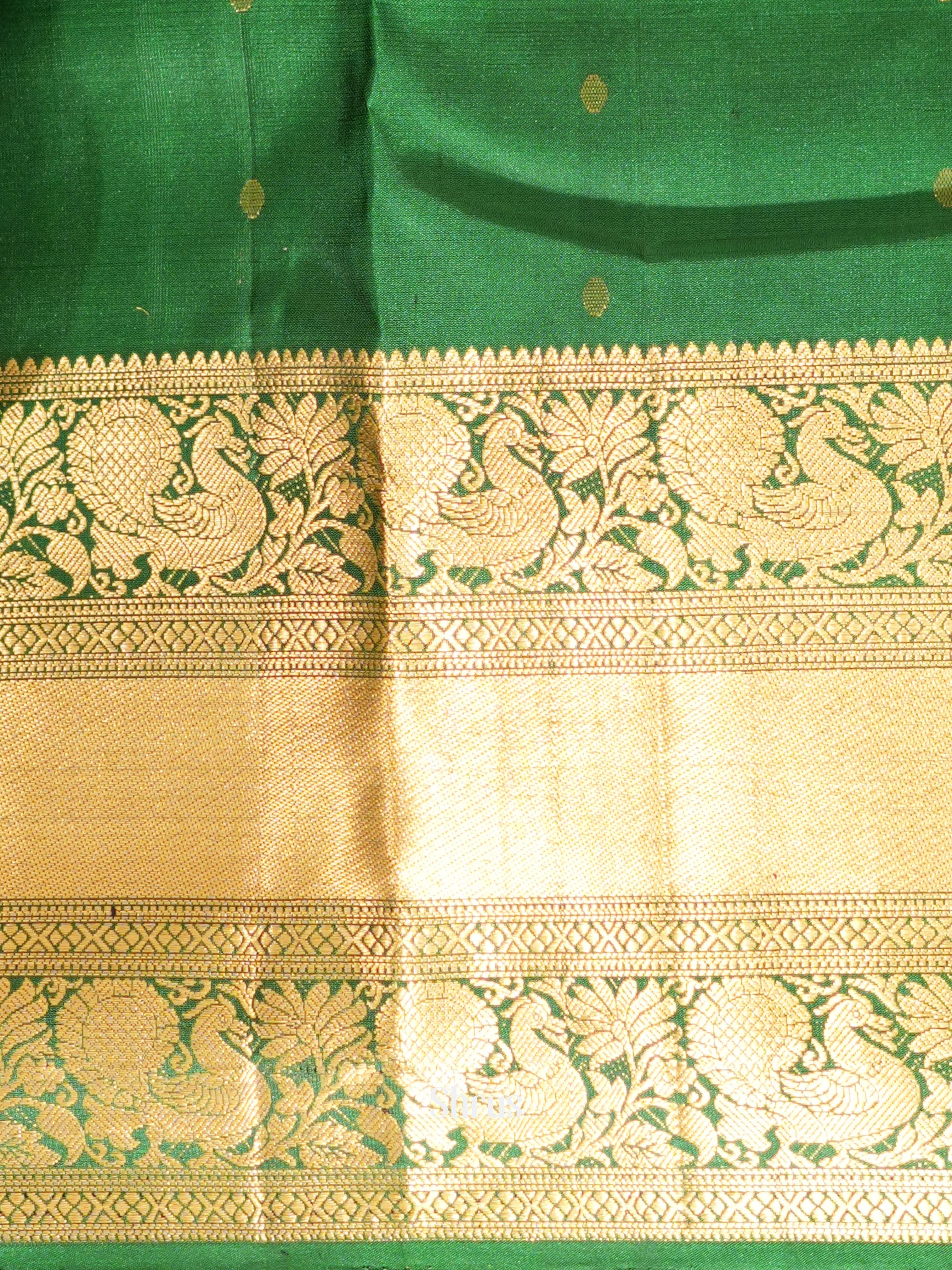 Green(Single Tone) - Kanchi Border Soft Silk Saree