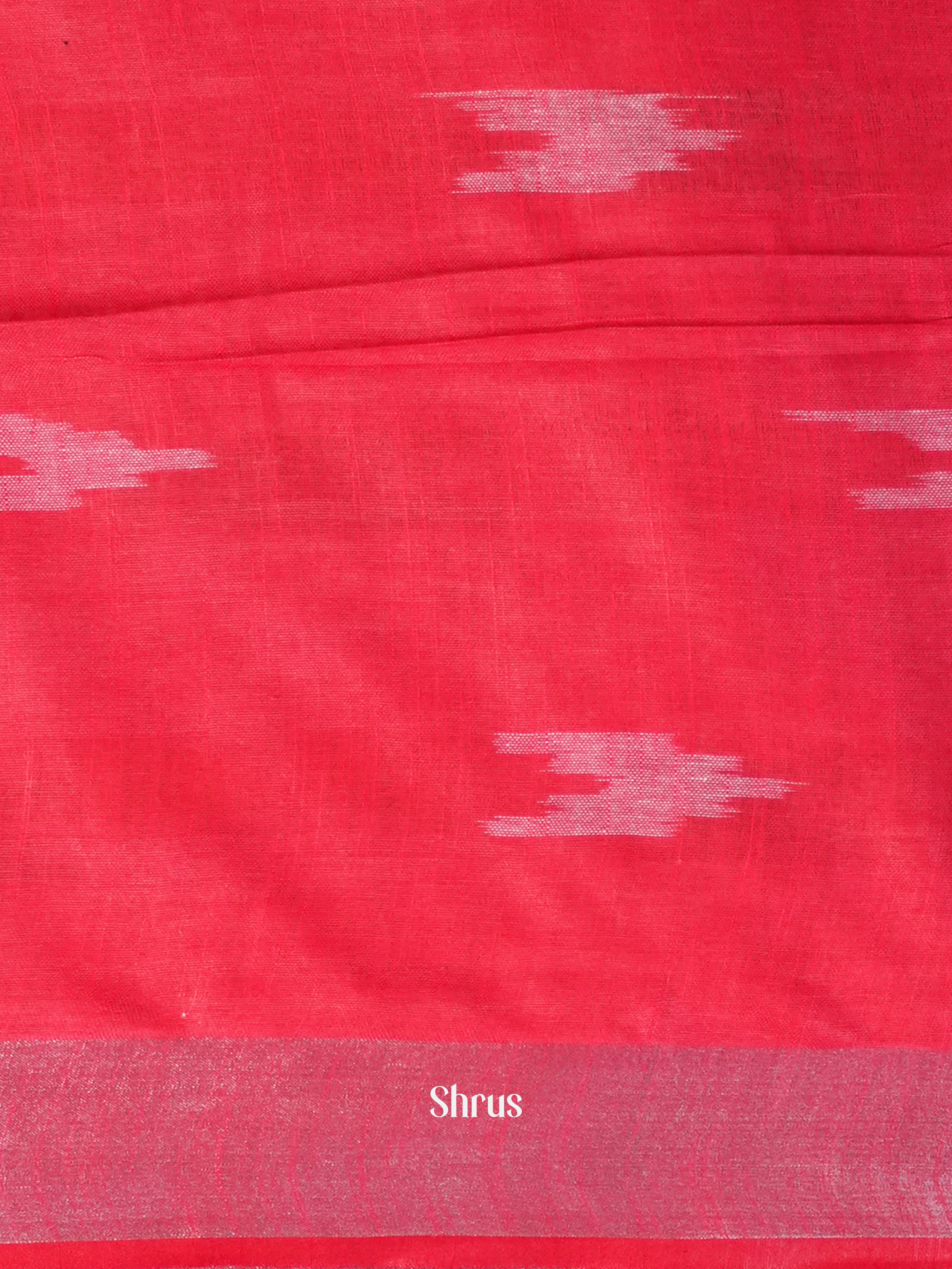 Blue & Red - Semi Ikkat Saree