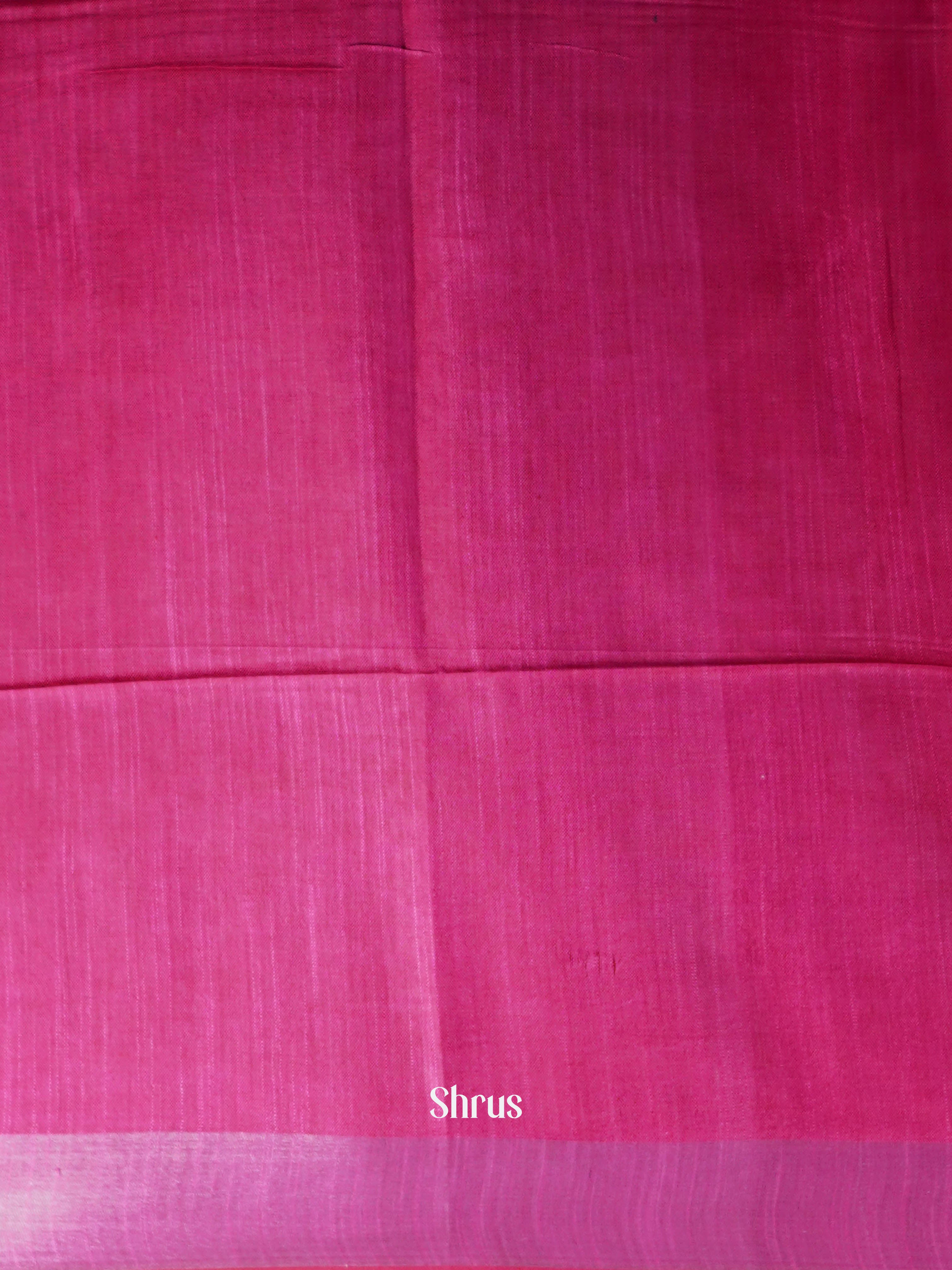 White & Magenta  - Semi Ikkat Saree