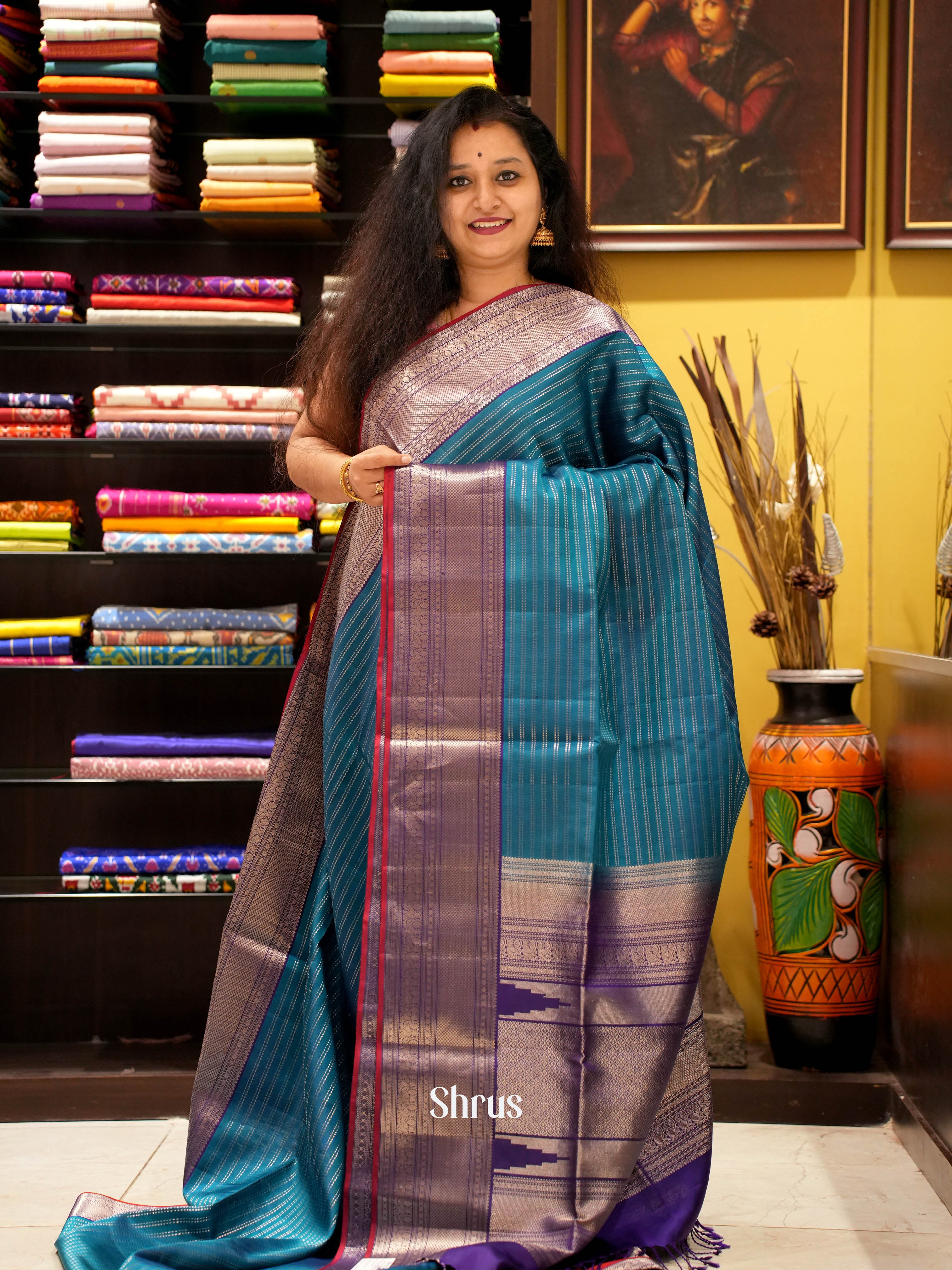 Blue & Violet - Soft Silk Saree