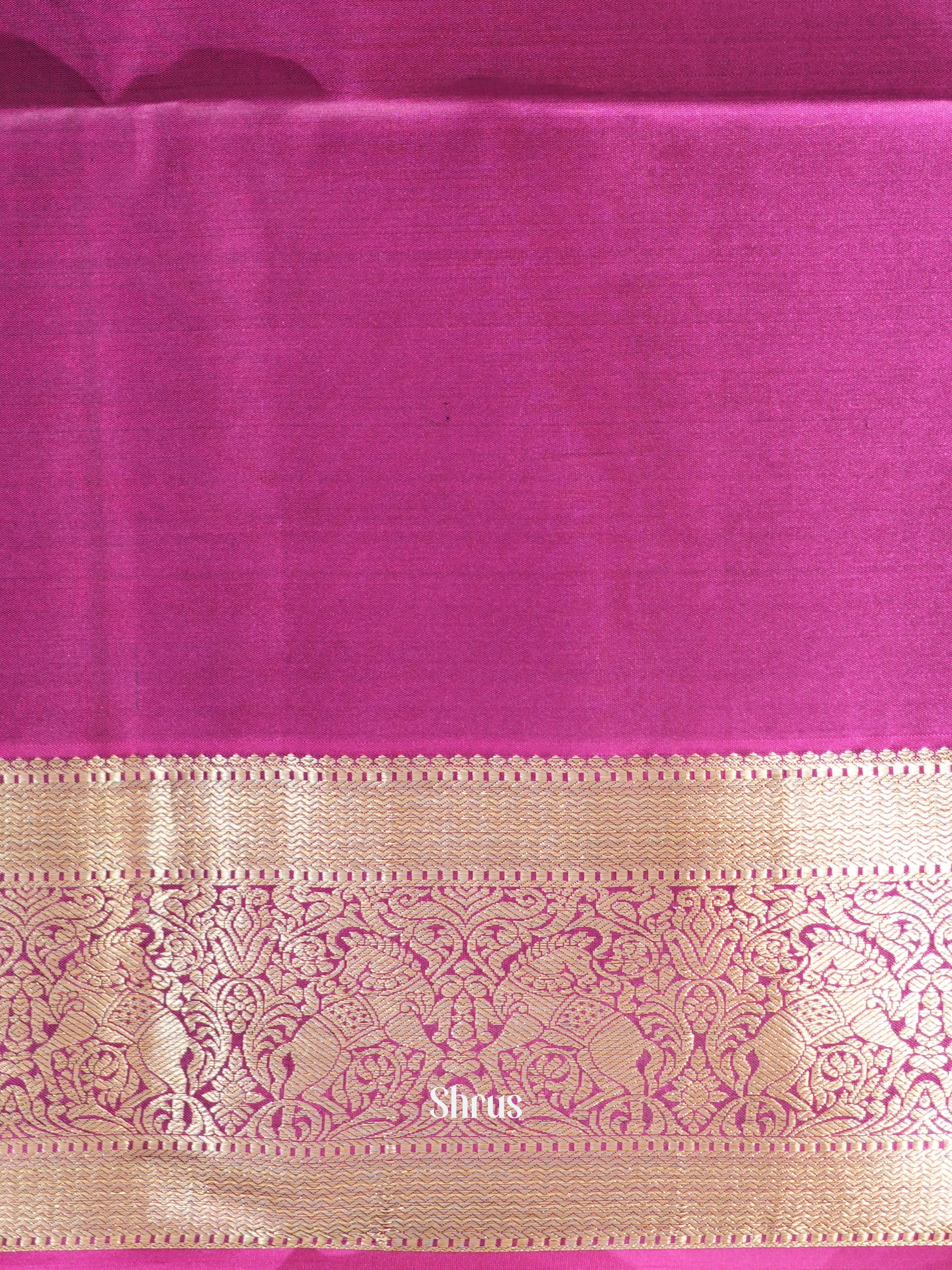 Green & Purple - Kanchi Border Soft Silk Saree