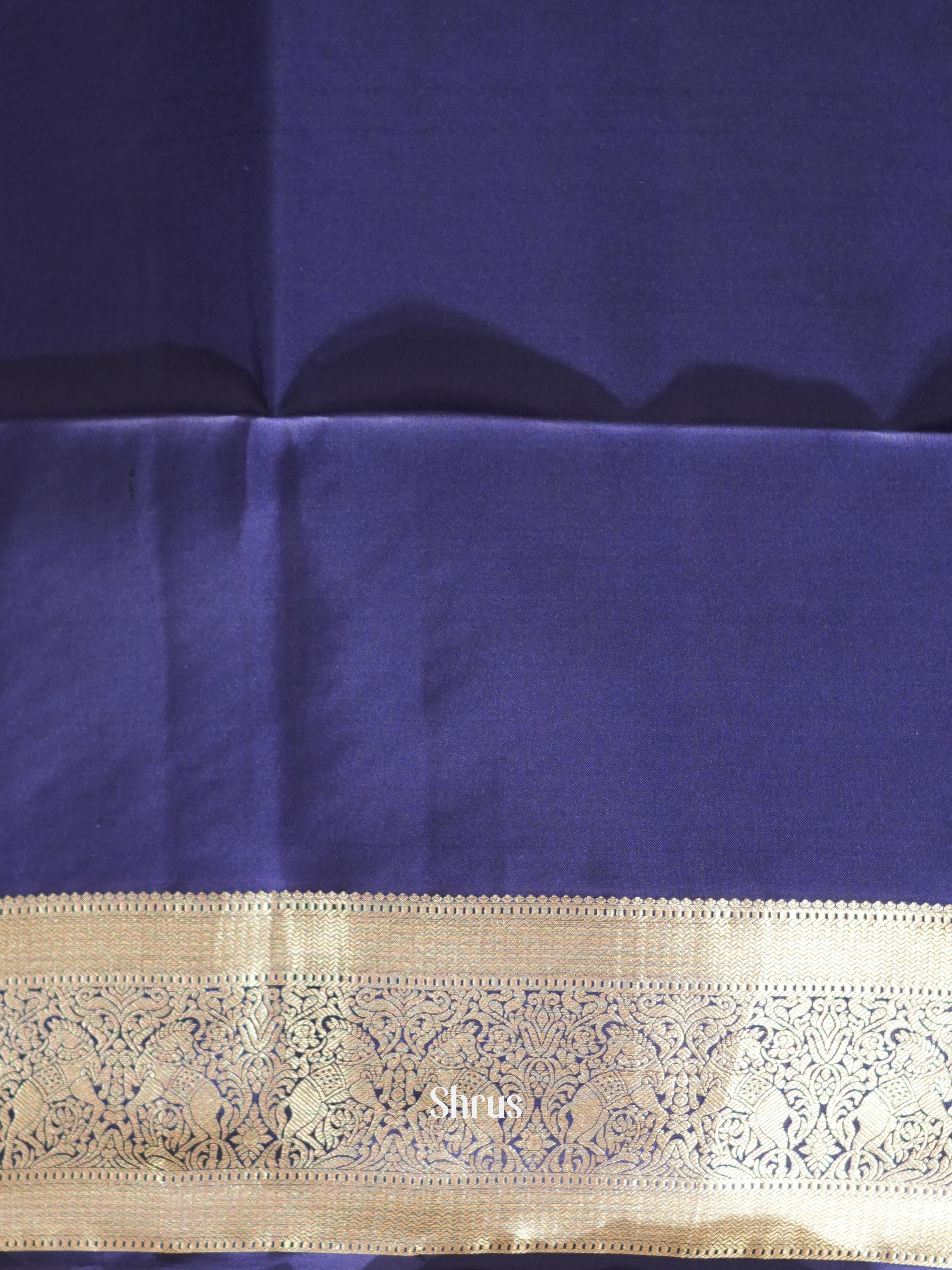 Purple & Blue  - Kanchi Border Soft Silk Saree