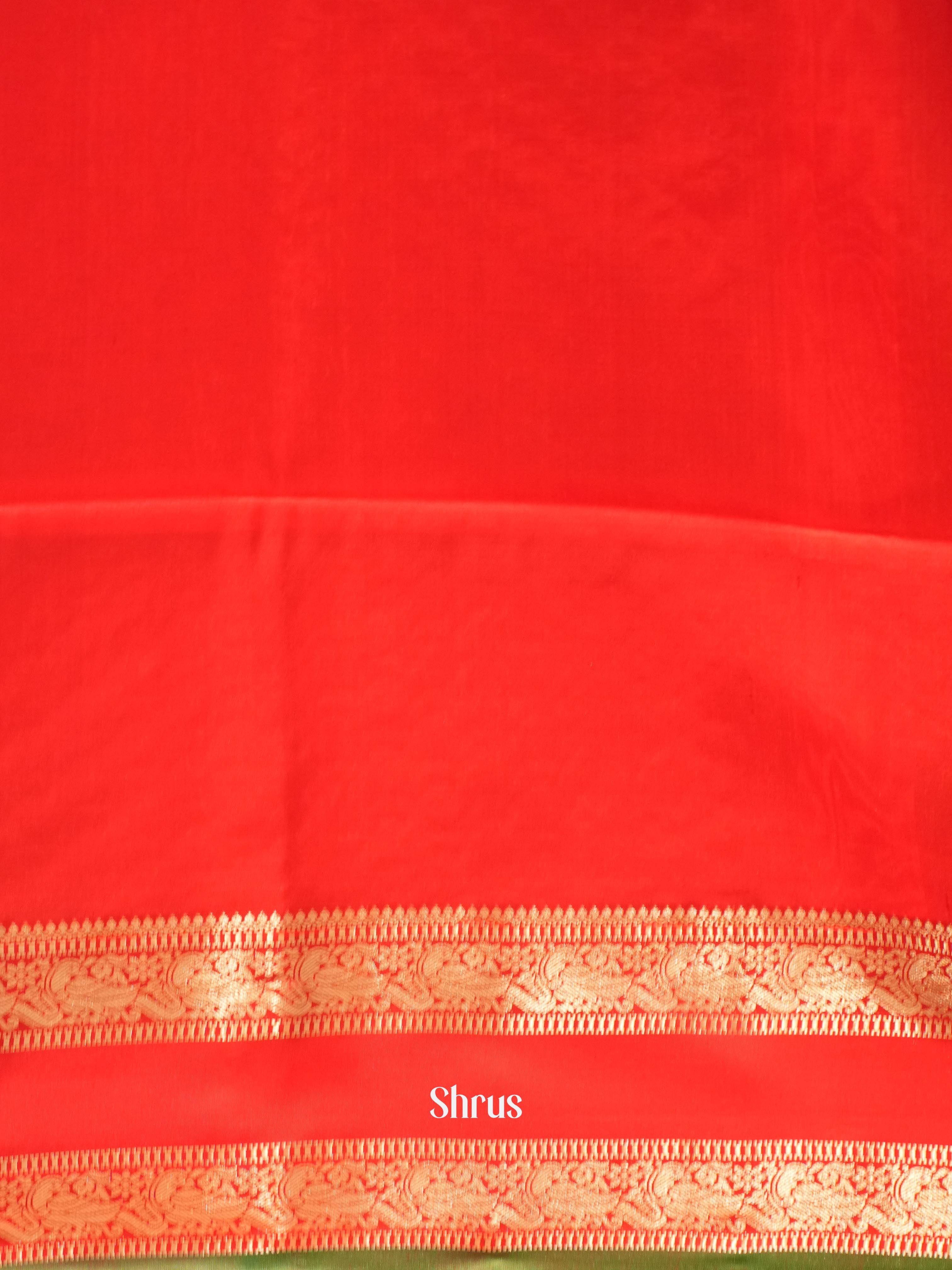 Orange & Red - Soft Silk Saree