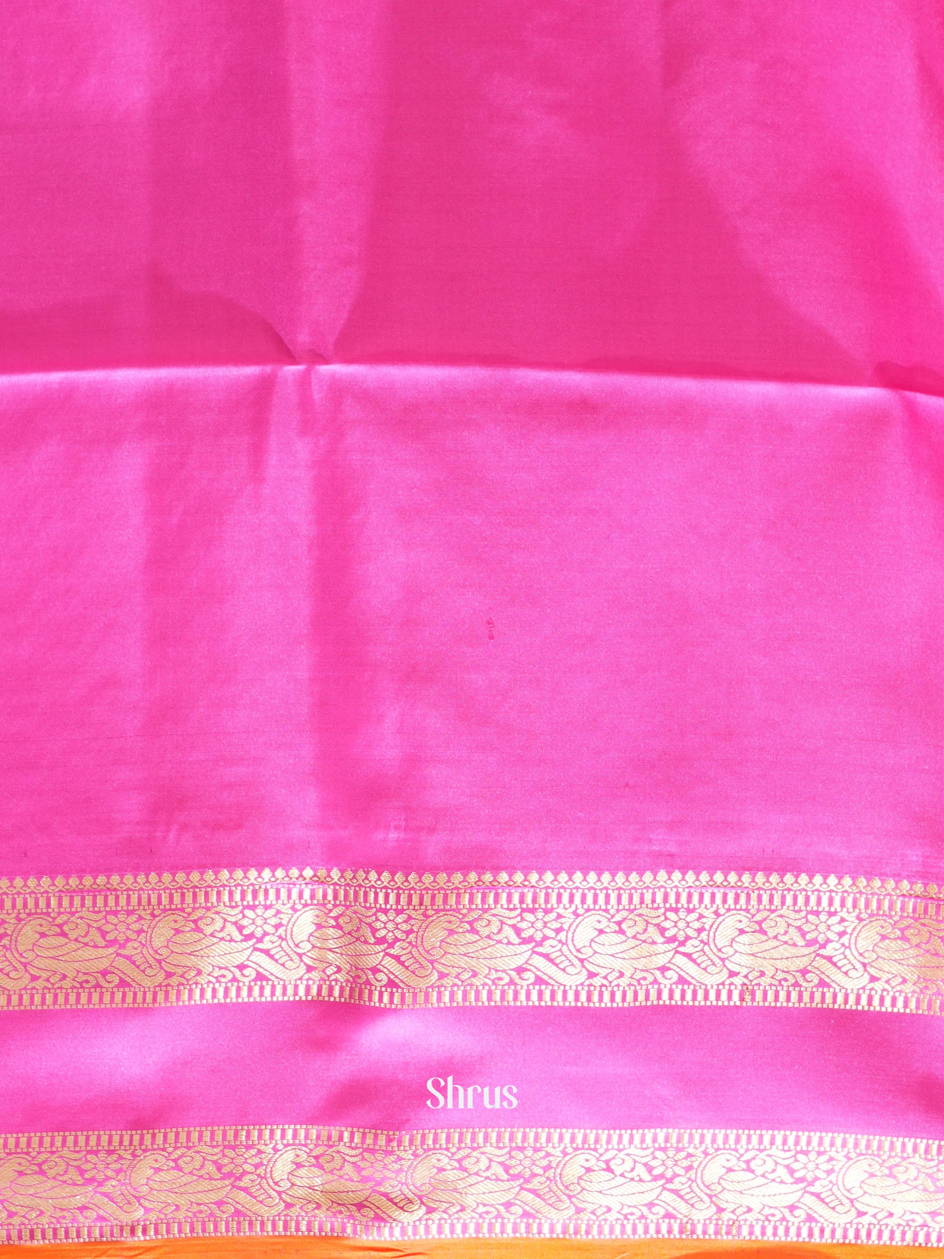 Orangish Pink & Pink - Kanchi Border Soft Silk Saree