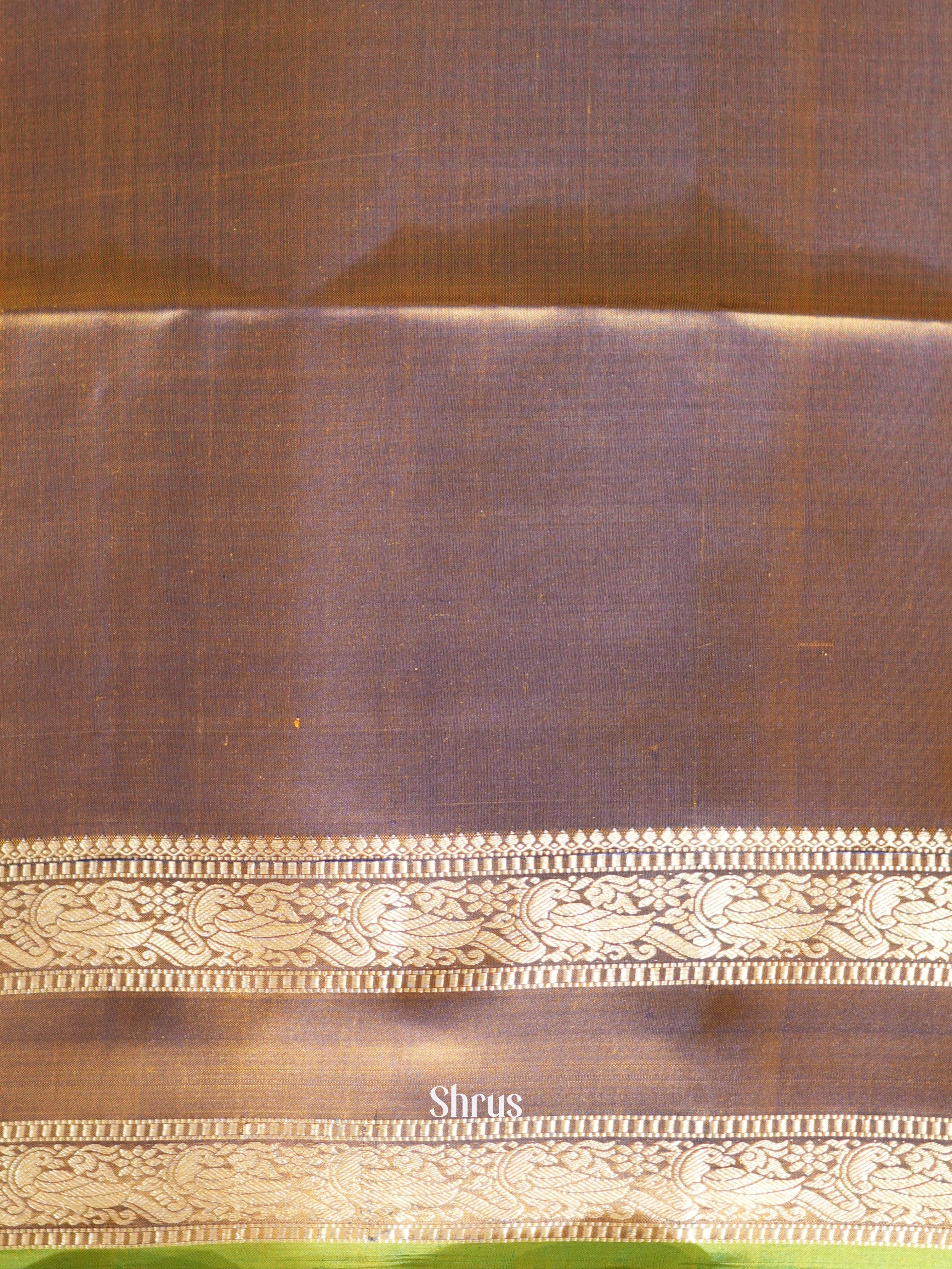 Mustardy Green & Brown - Kanchi Border Soft Silk Saree