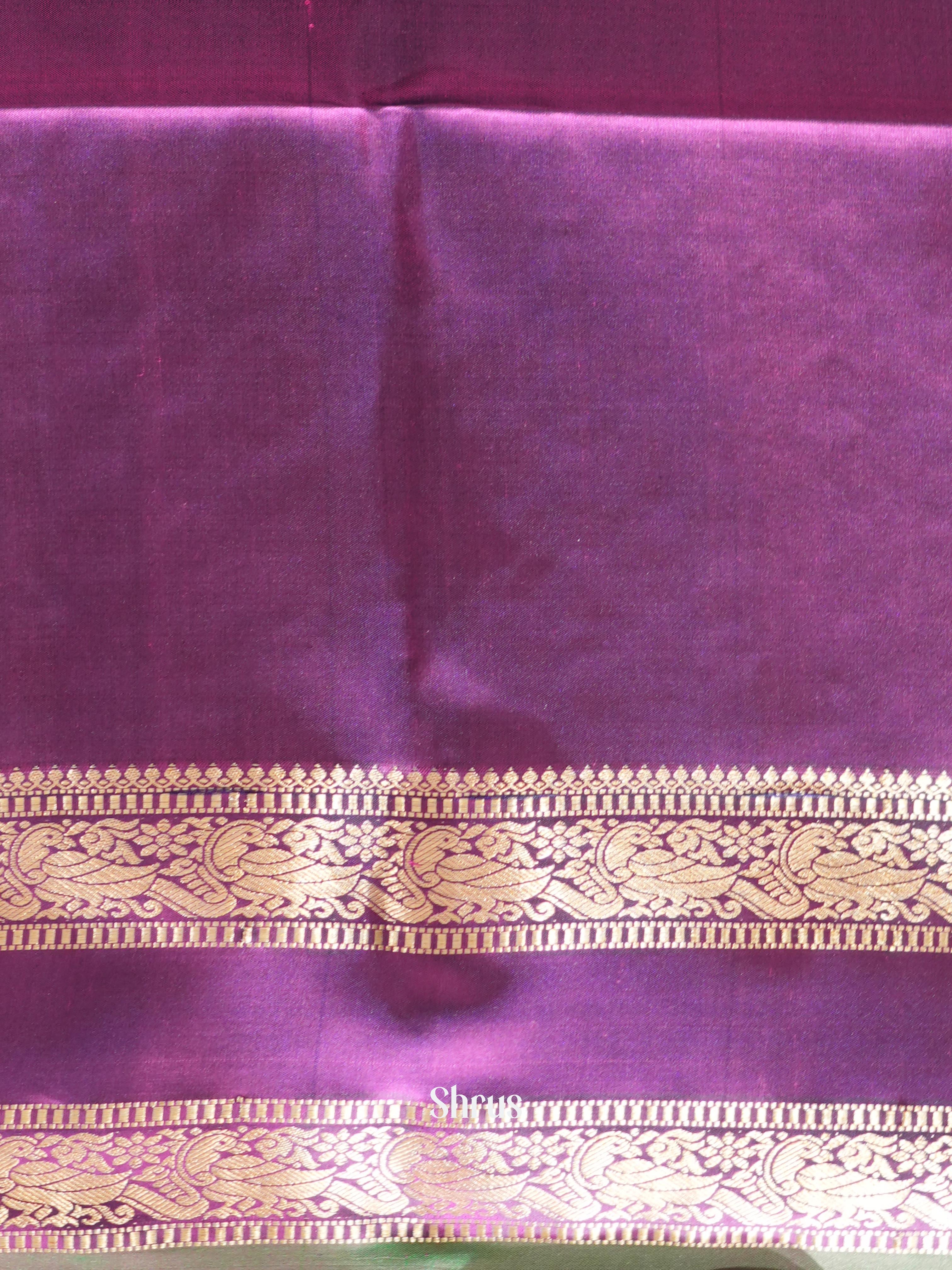 Orangish Pink & Purple - Kanchi Border Soft Silk Saree