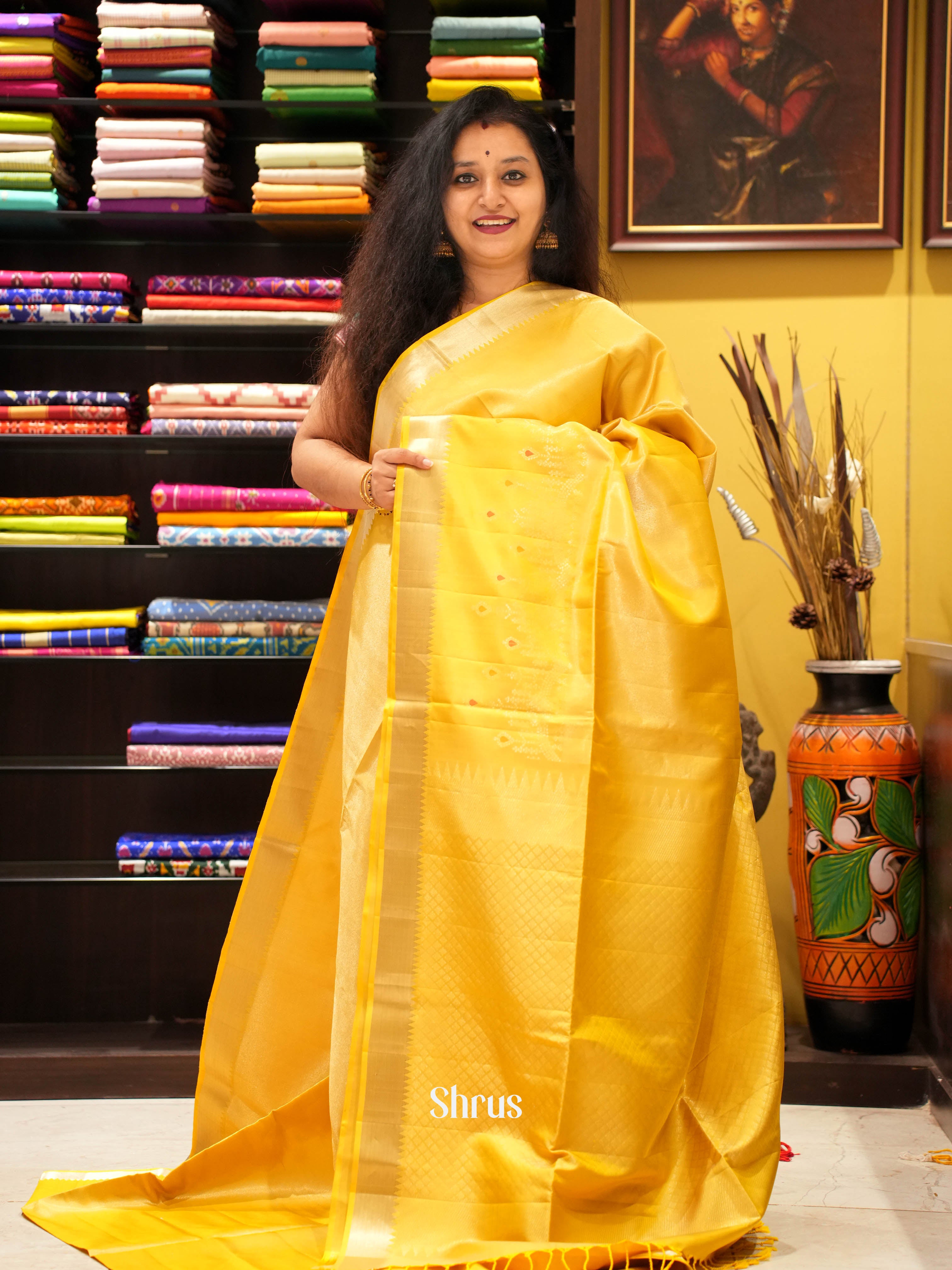 Yellow(Single Tone) - Soft Silk Saree