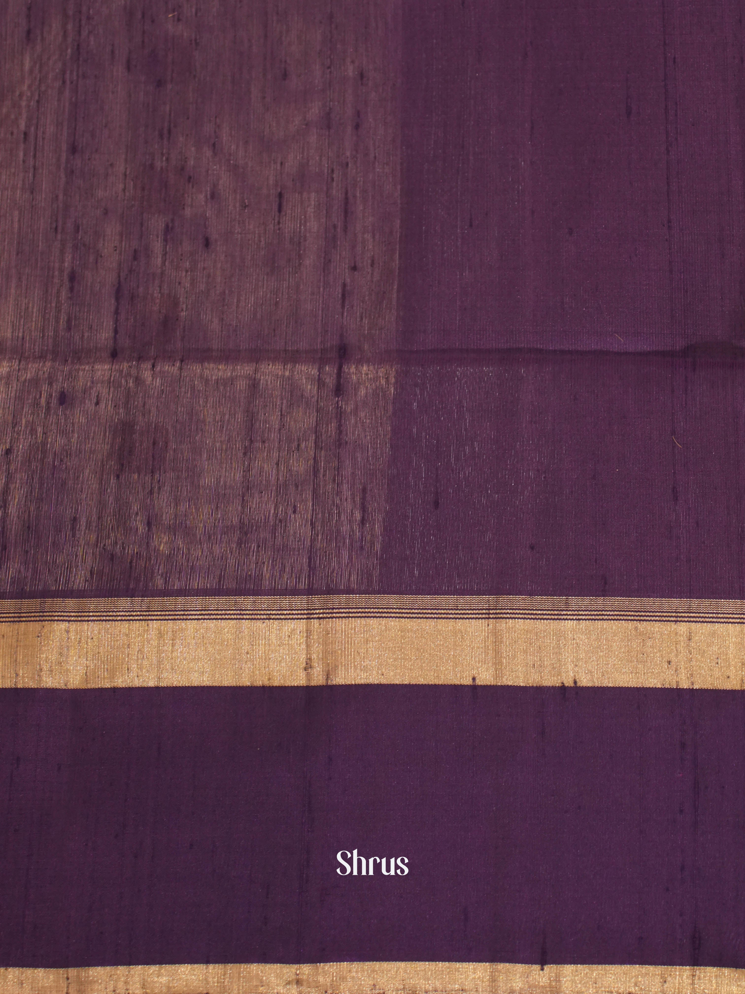 Cream & Violet - Soft Silk Saree