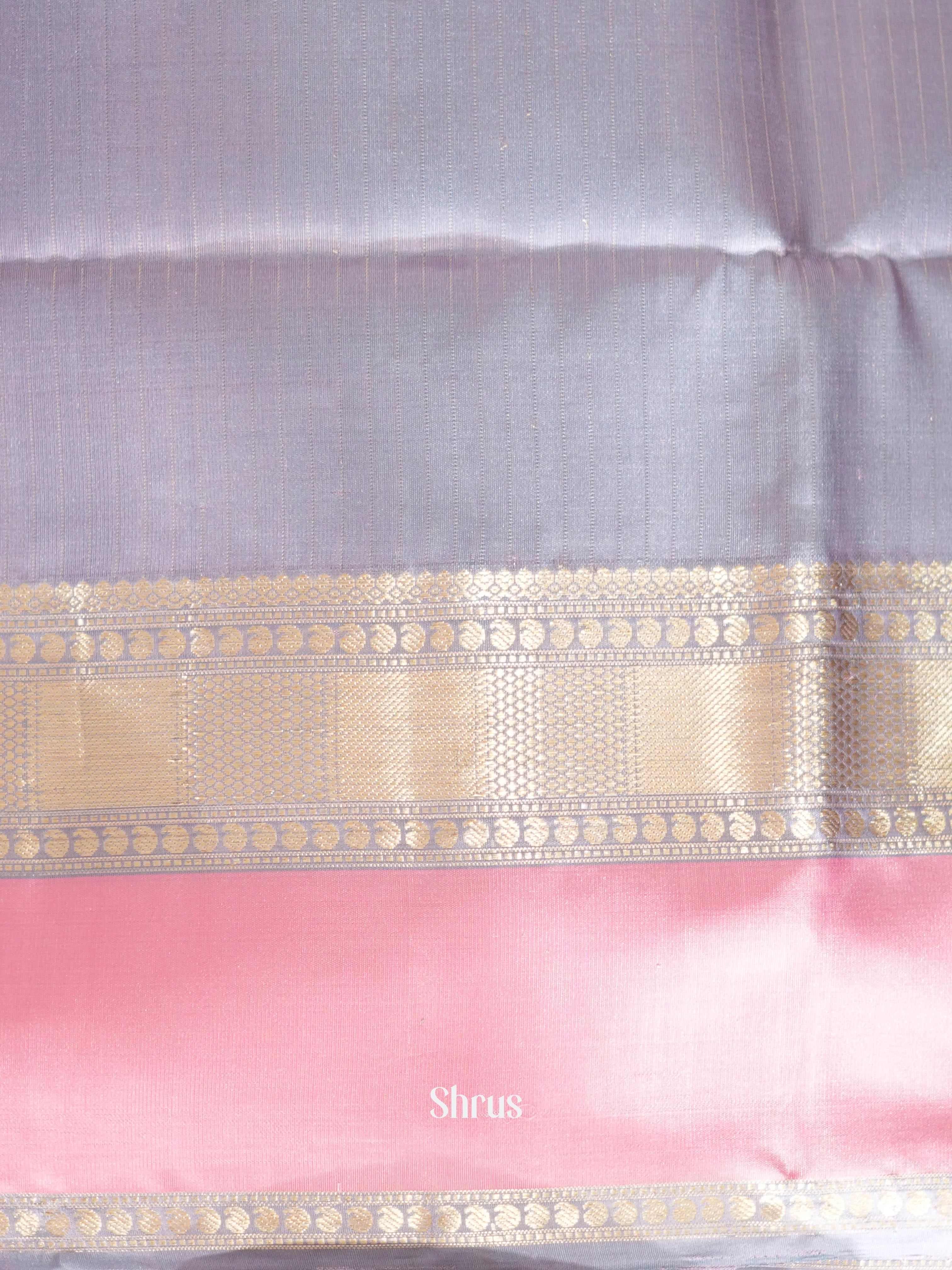 Lavender & Grey - Kanchi Border Soft Silk Saree