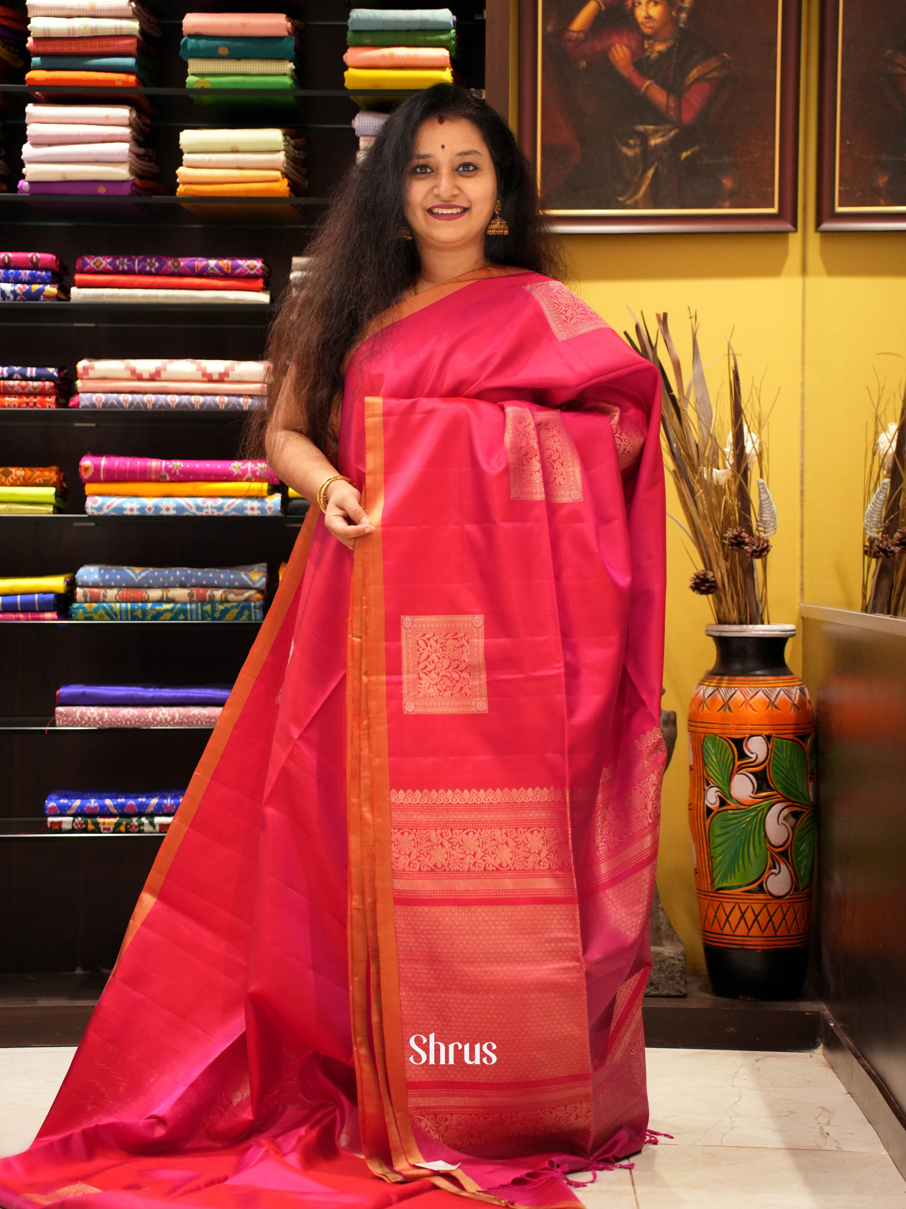 Red(Single Tone) - Soft Silk Saree