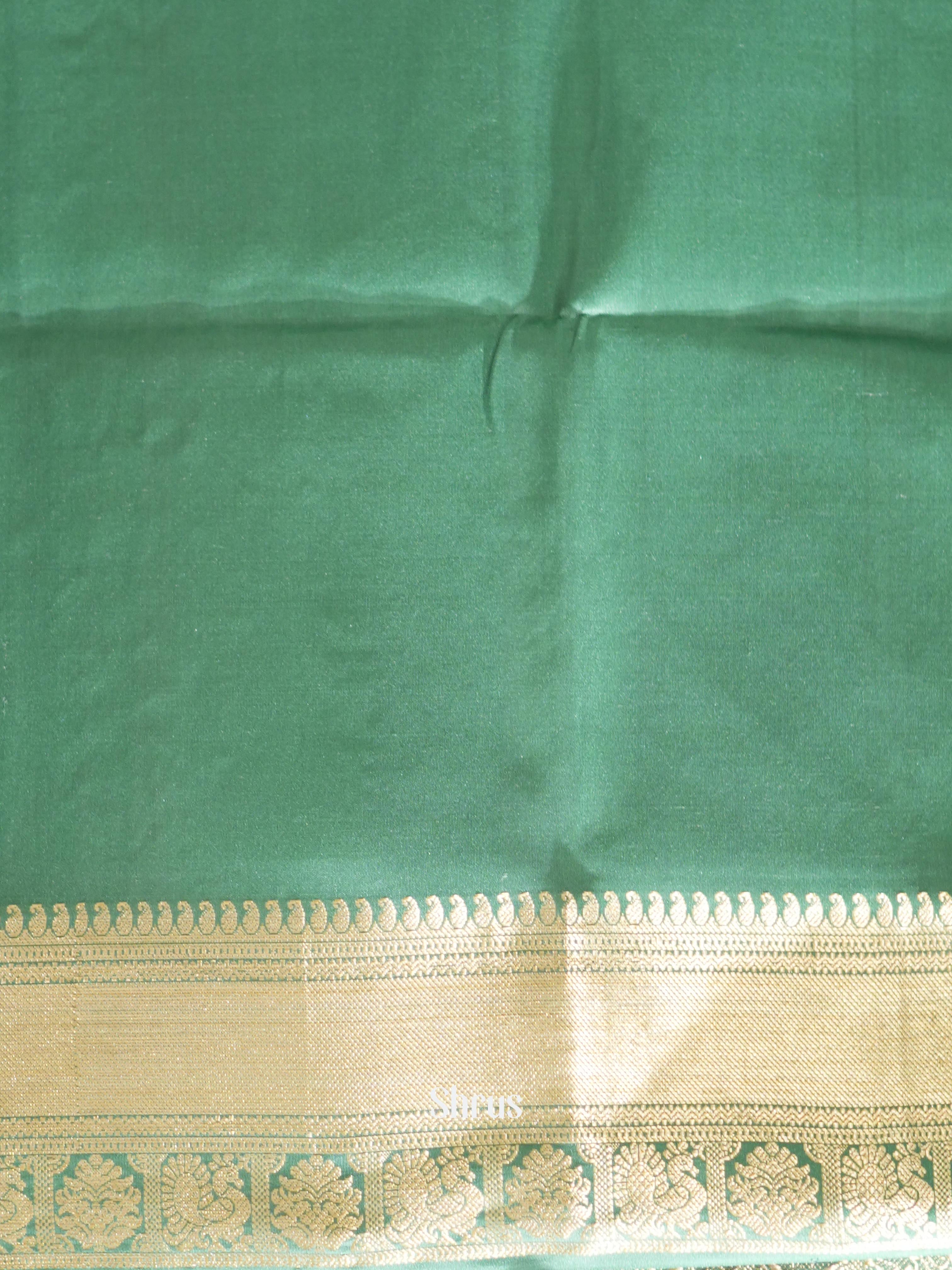 Teal Green(Single Tone)- Kanchi Border Soft Silk Saree