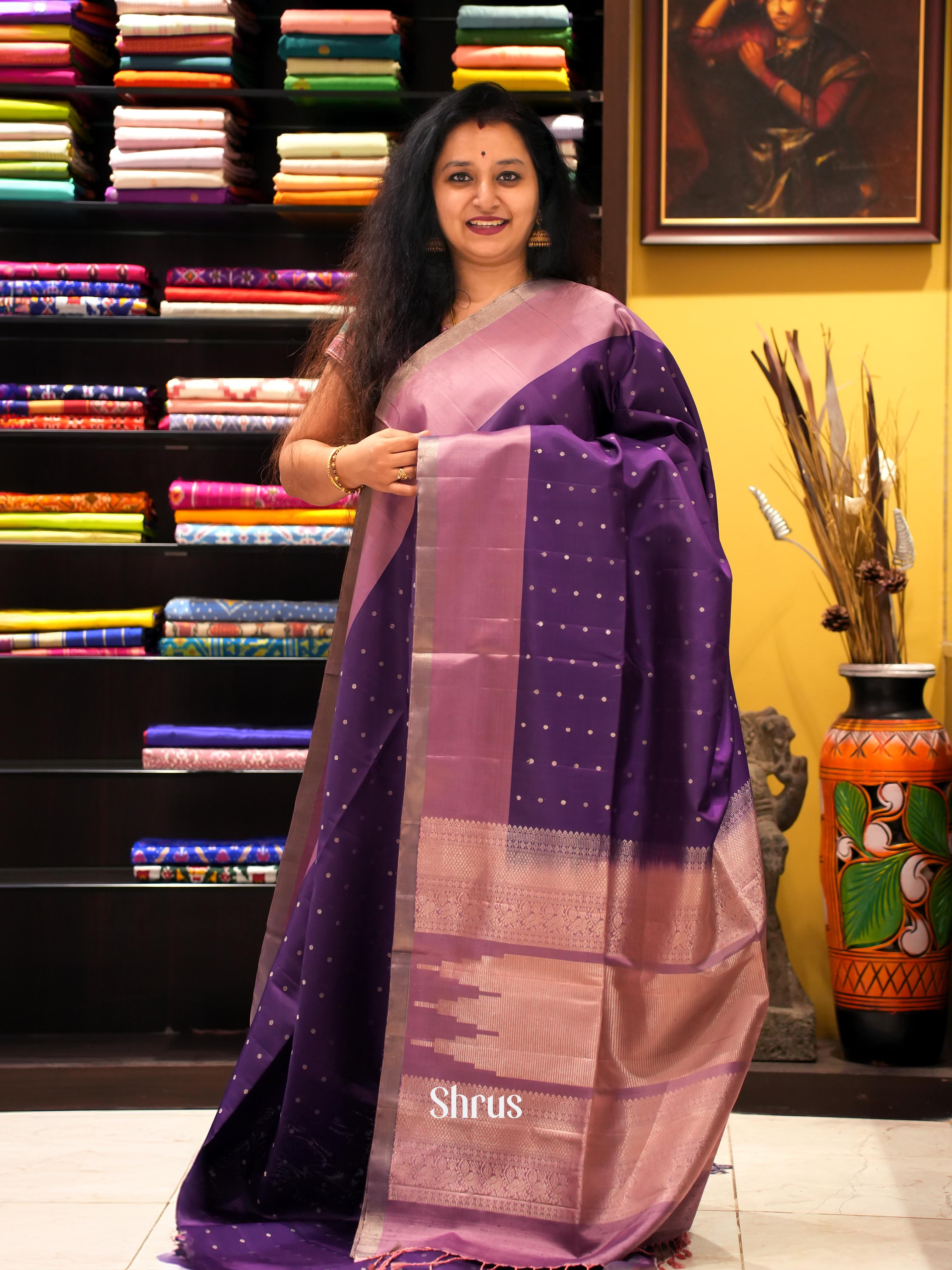 Violet & Dusty Pink - Soft Silk Saree