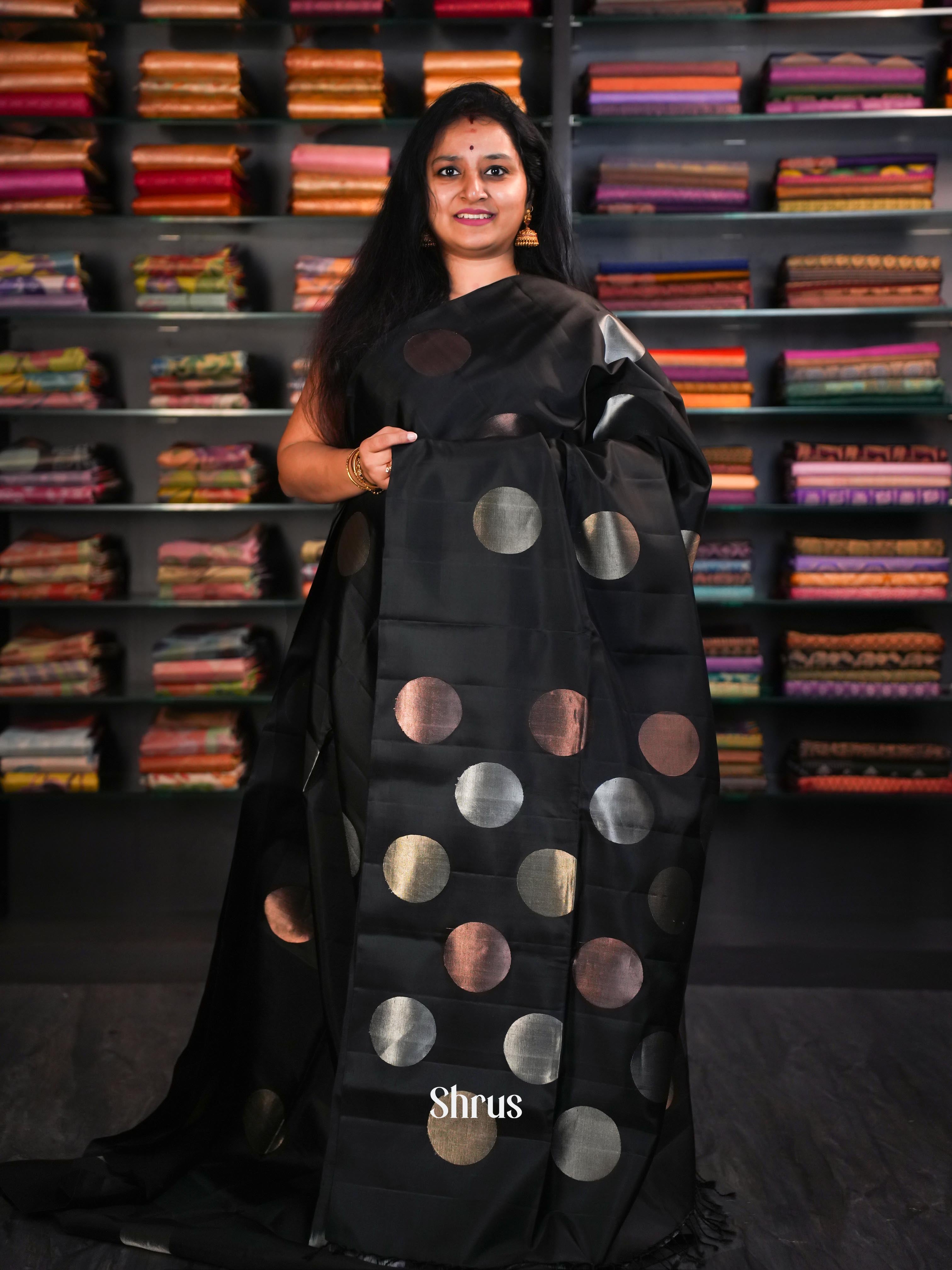 Fancy Black  - Soft Silk Saree