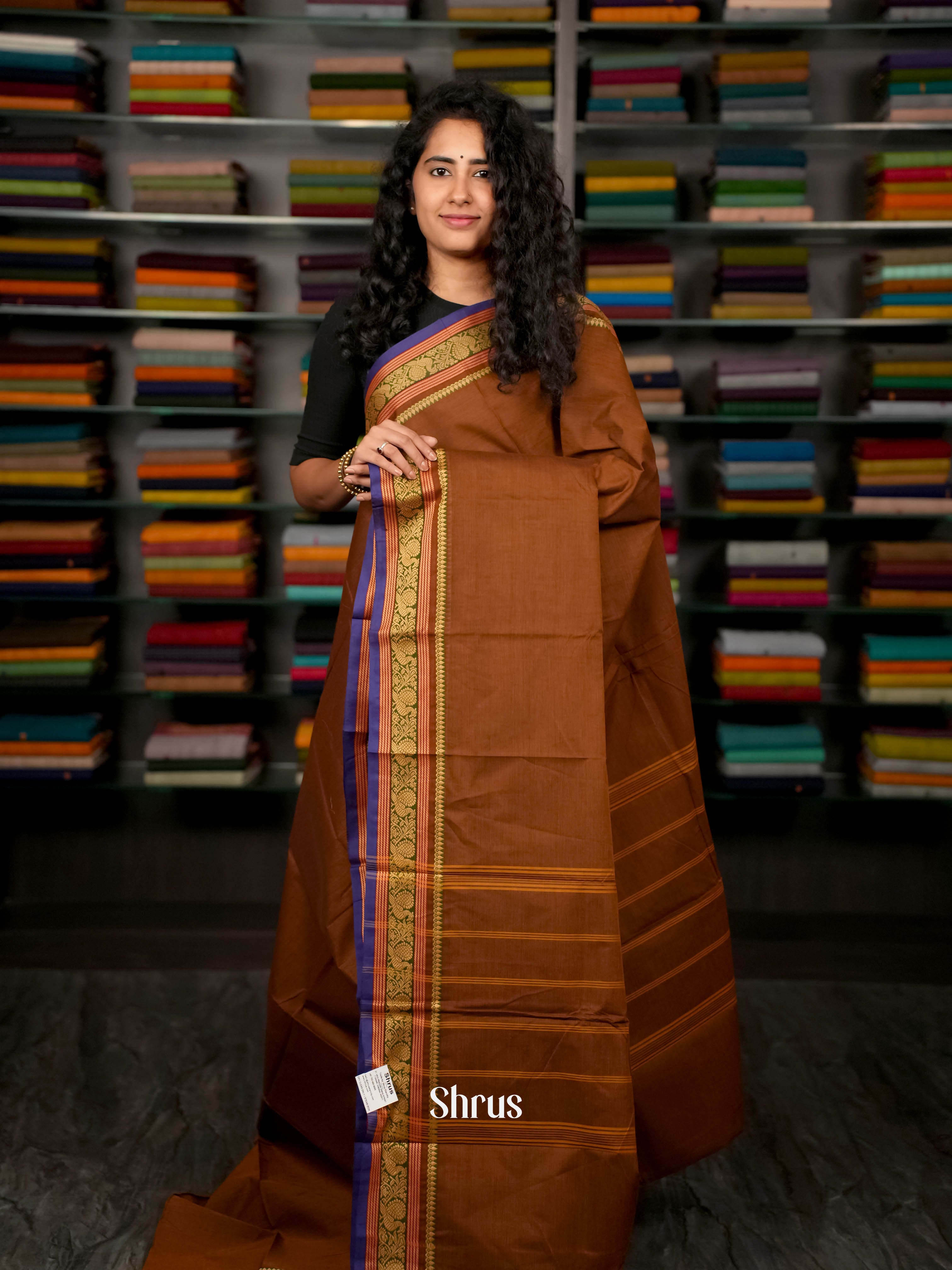 Brown & Purple - Chettinad Cotton Saree