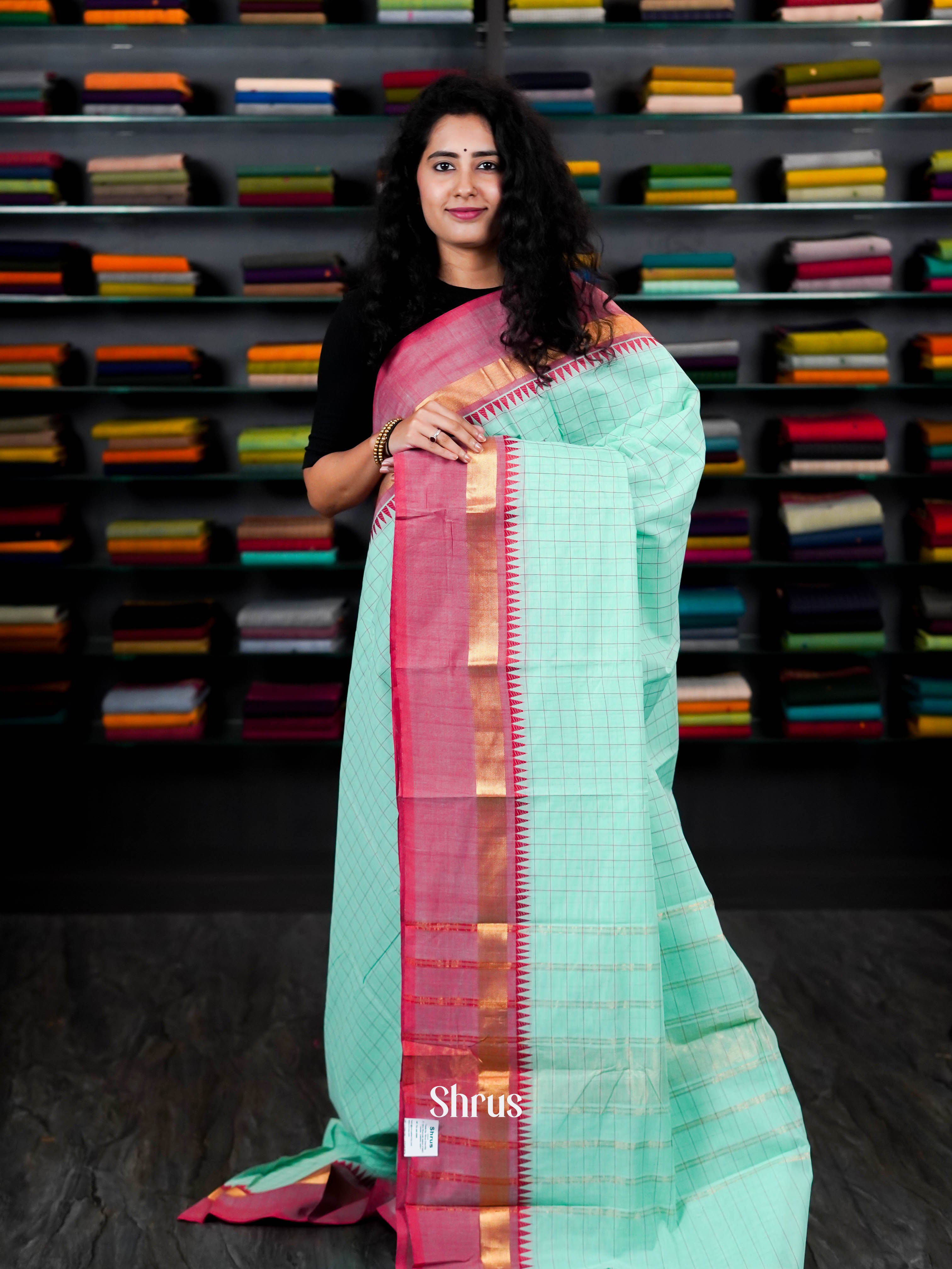 Teal & Red - Chettinad Cotton Saree