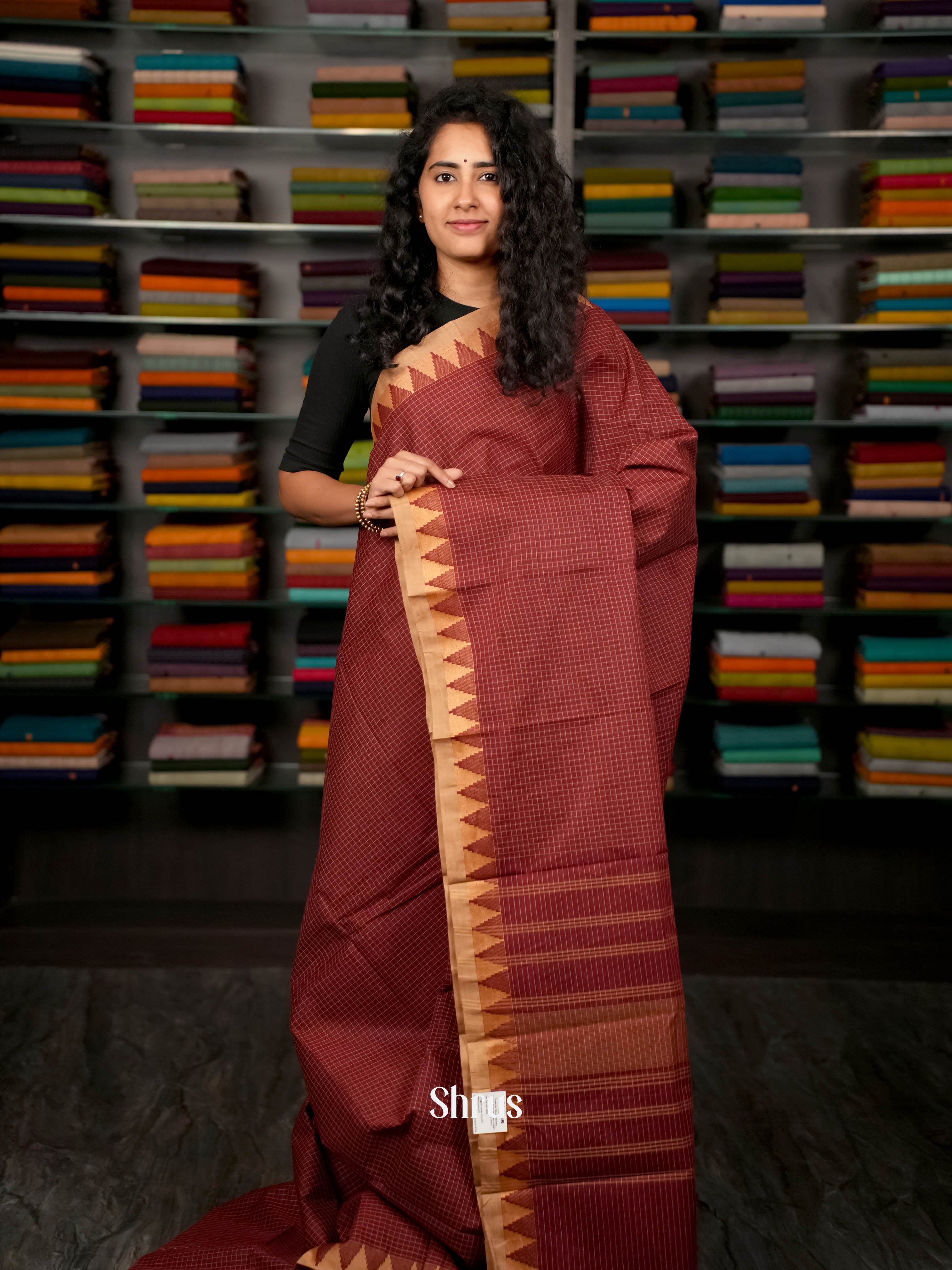 Maroon - Chettinad Cotton Saree