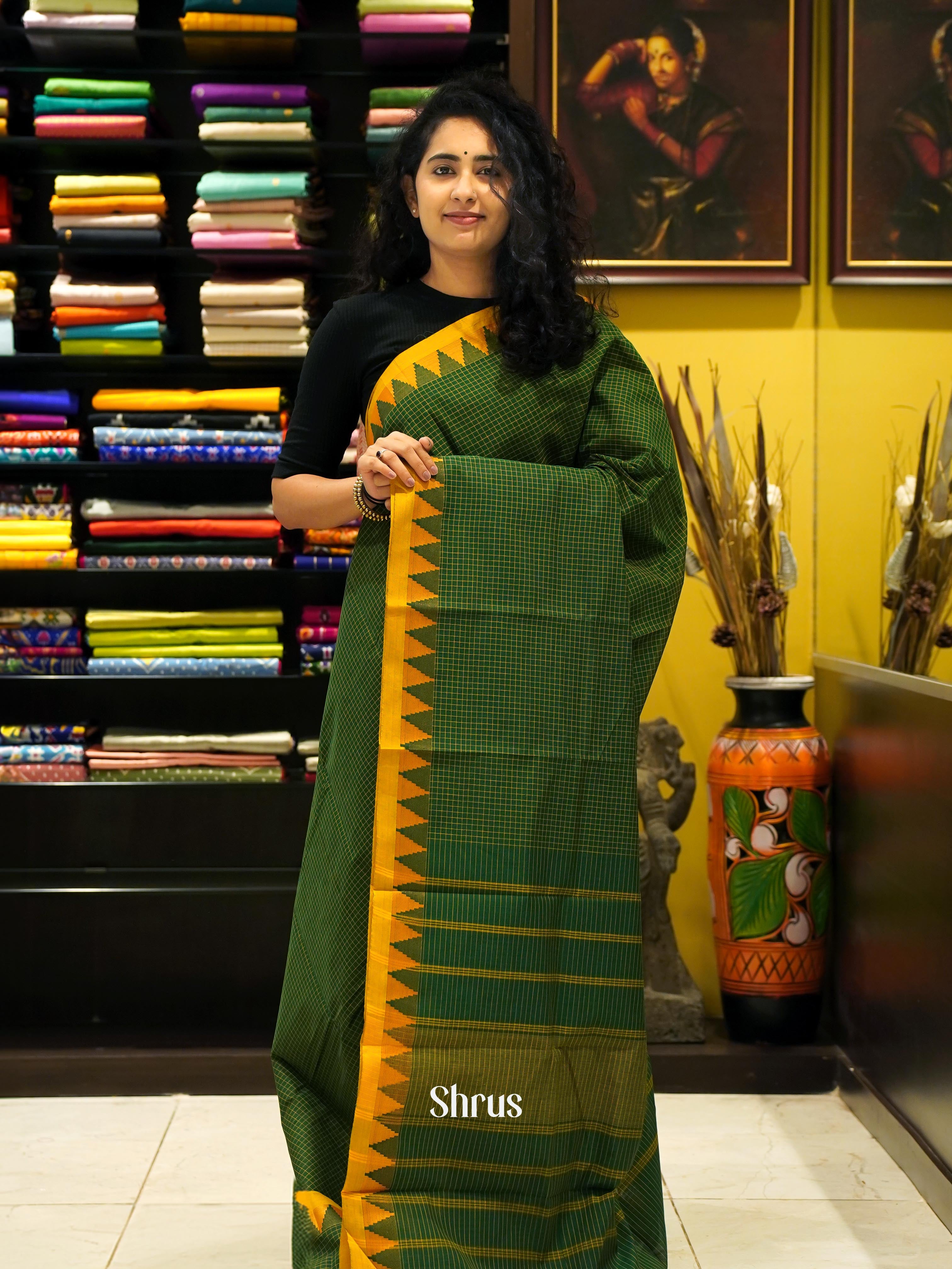 Green & Yellow  - Chettinad Cotton Saree