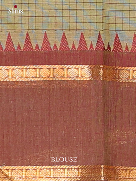 Grey Green & Brown - Chettinad Cotton Saree