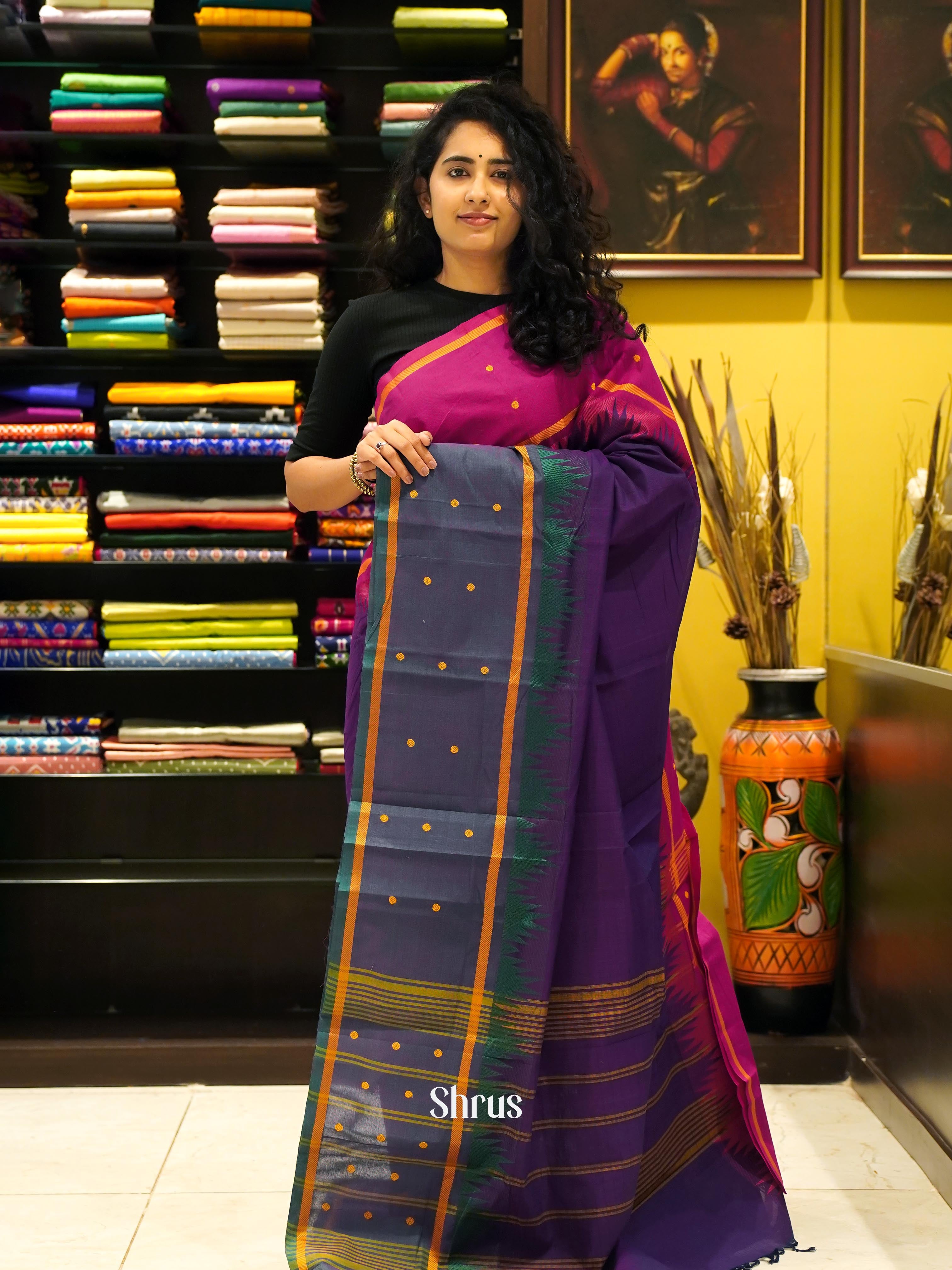 Violet & Pink - Chettinad Cotton Saree