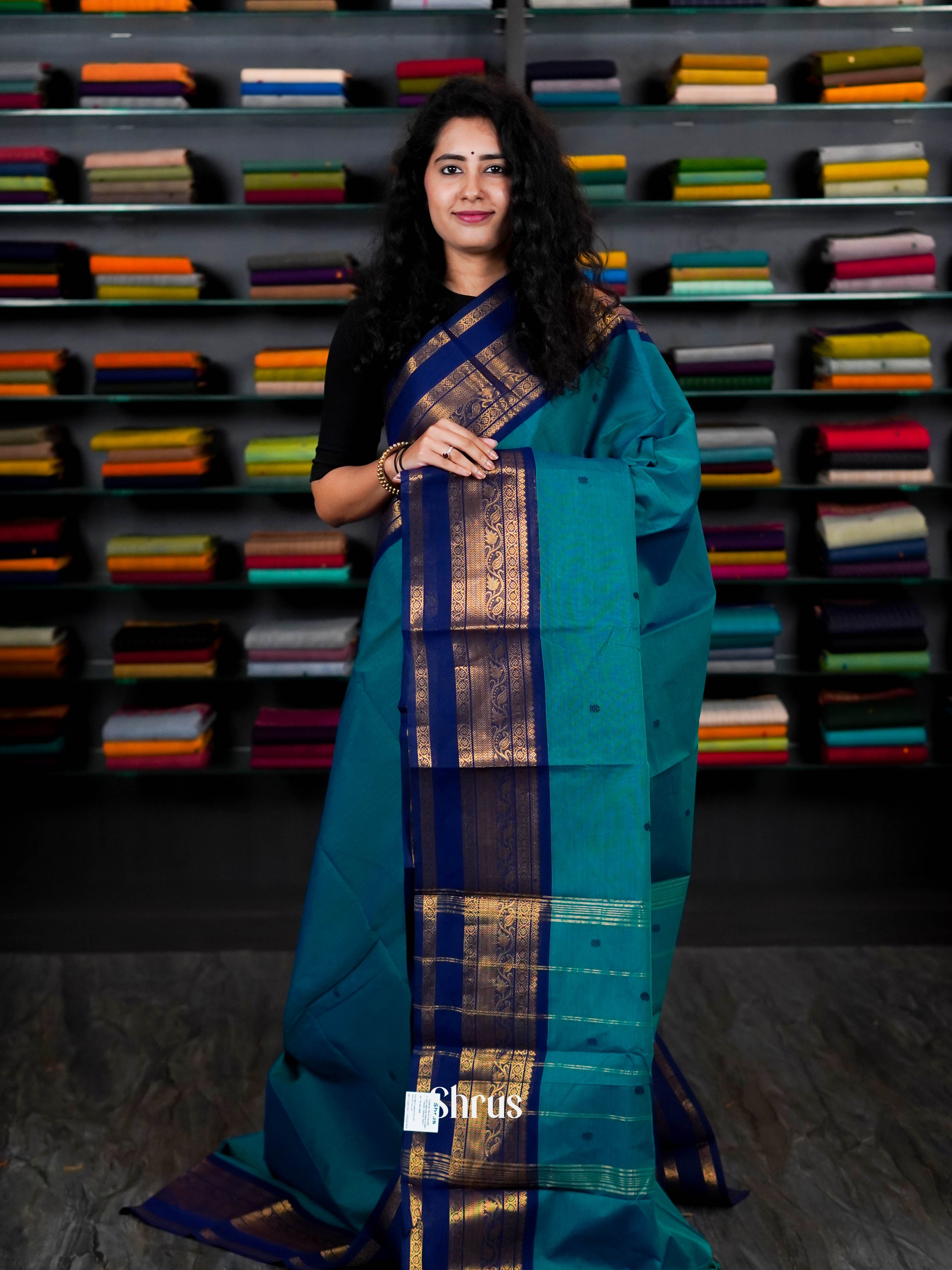 Teal & Blue - Chettinad Cotton Saree