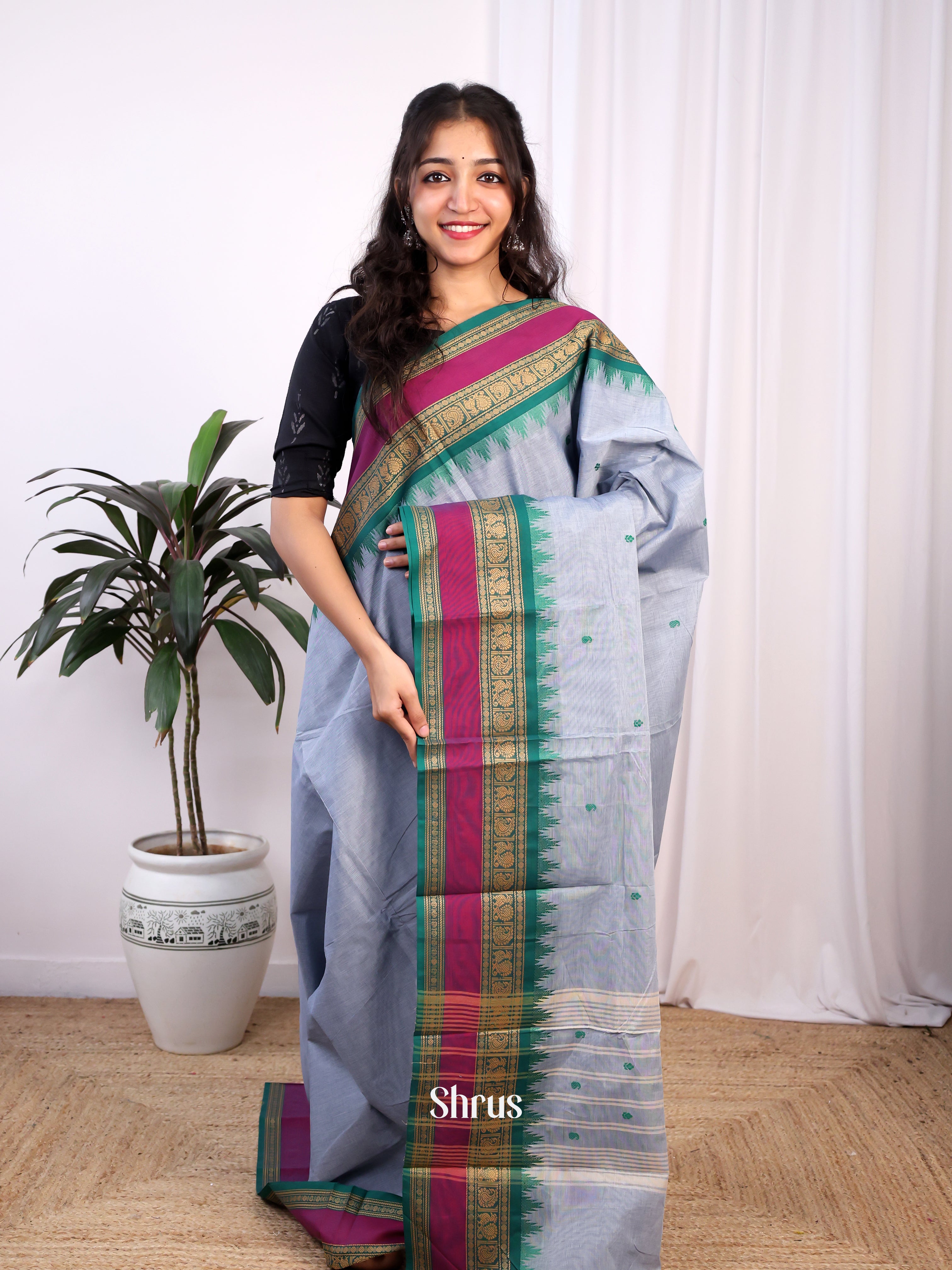 CHS09216 - Chettinad Cotton Saree - Shop on ShrusEternity.com