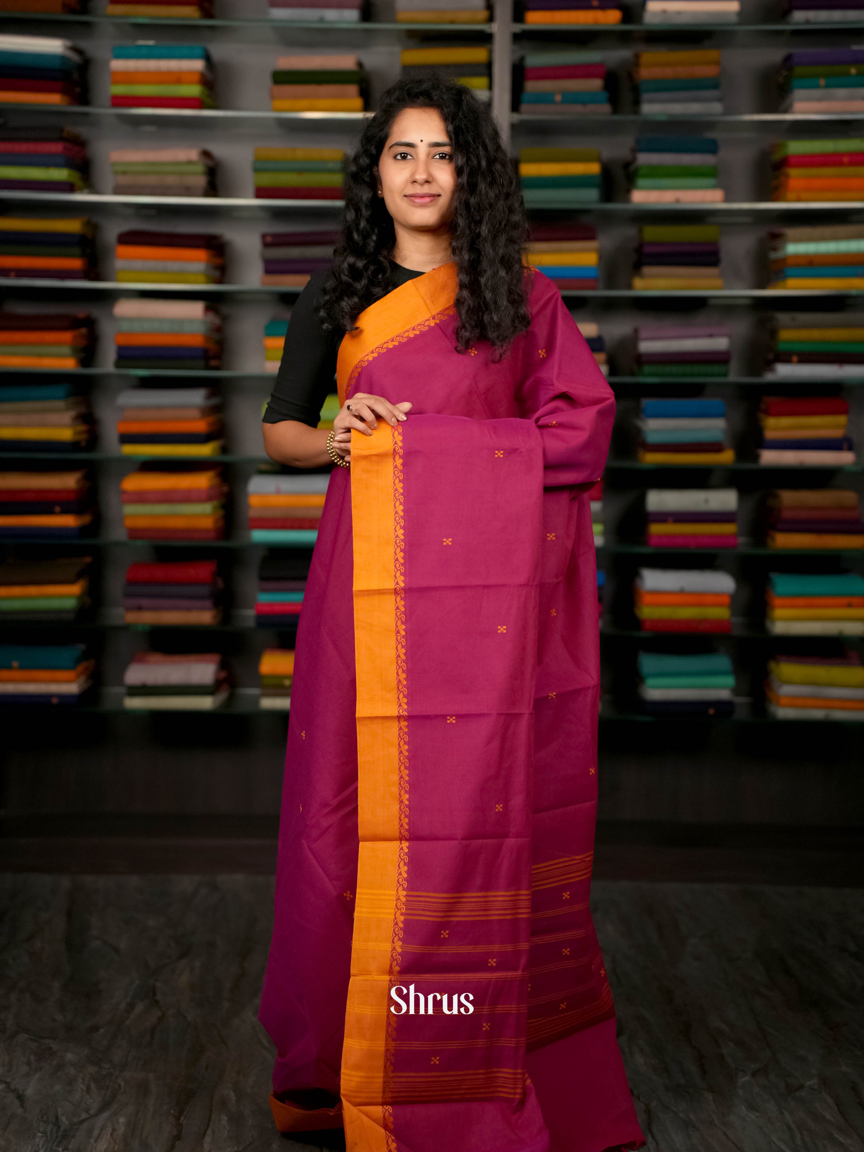 Purple & Orange - Chettinad Cotton Saree